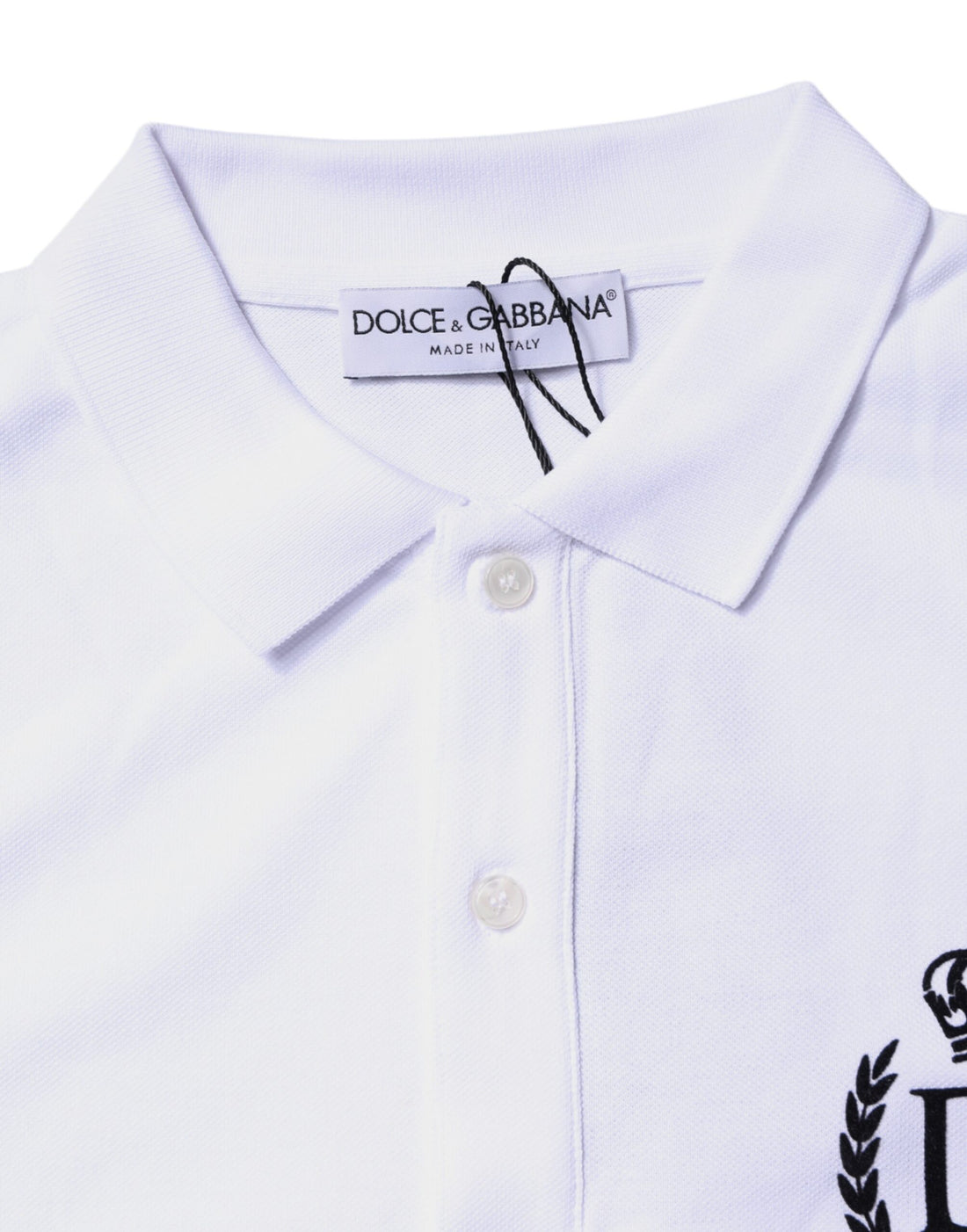 Dolce & Gabbana White Cotton Crown Collared Men Polo T-shirt