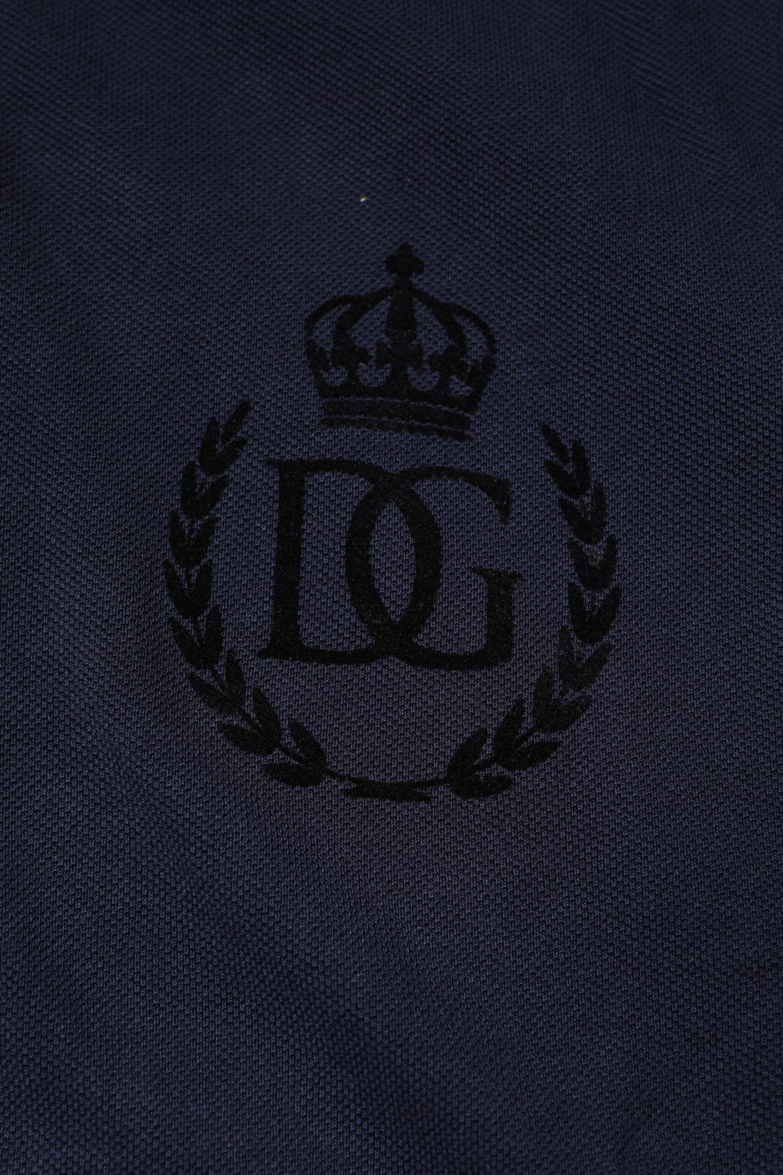 Dolce & Gabbana Dark Blue Cotton Crown Collared Polo T-shirt