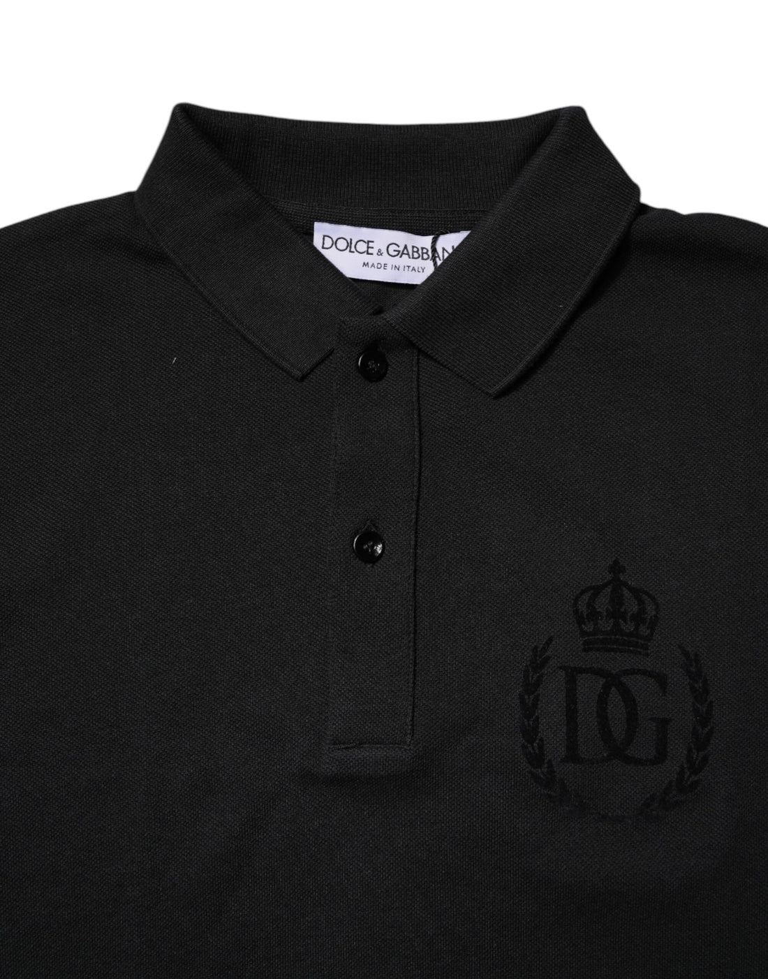 Dolce & Gabbana Black Cotton DG Logo Collared Polo T-shirt