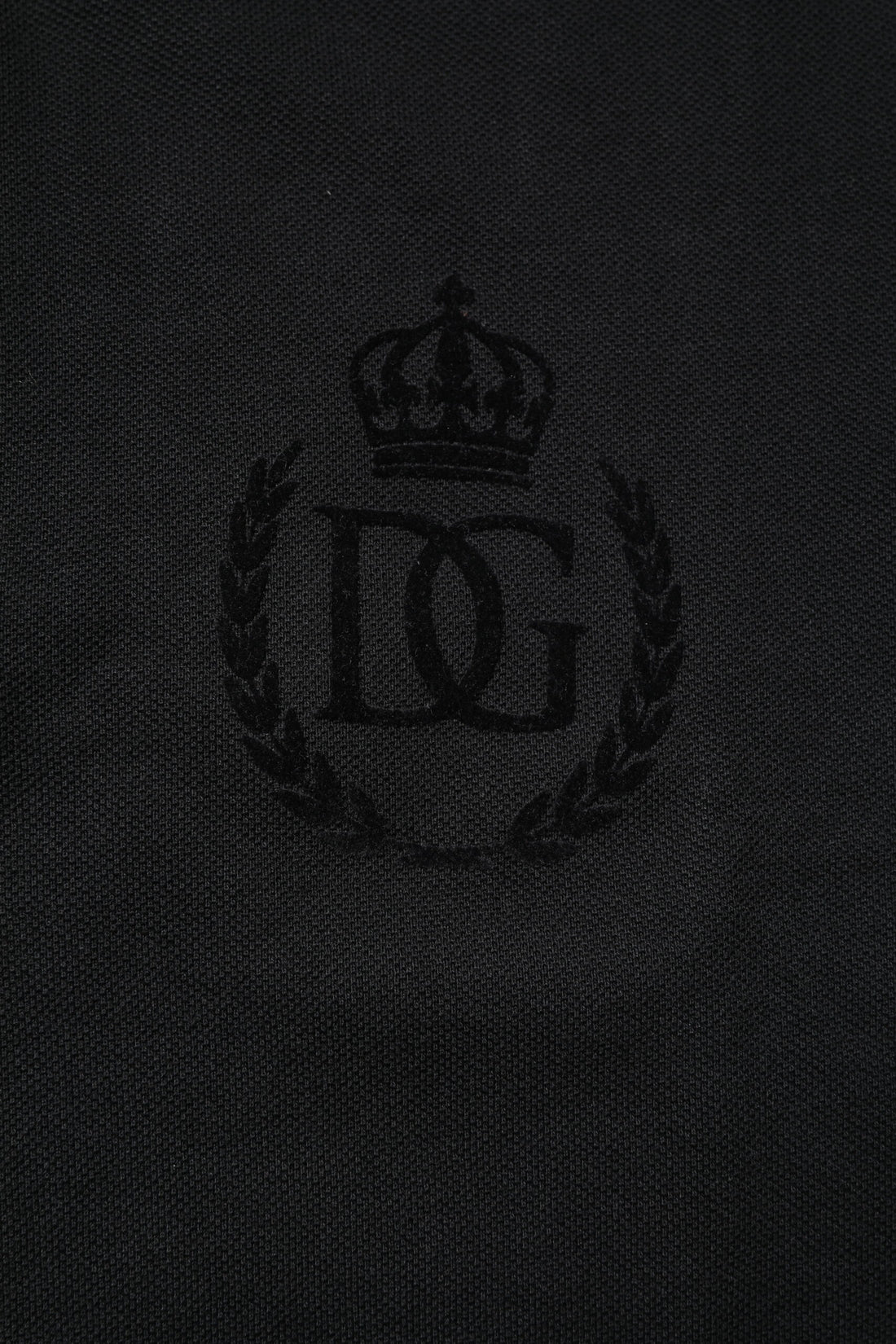 Dolce & Gabbana Black Cotton DG Logo Collared Polo T-shirt