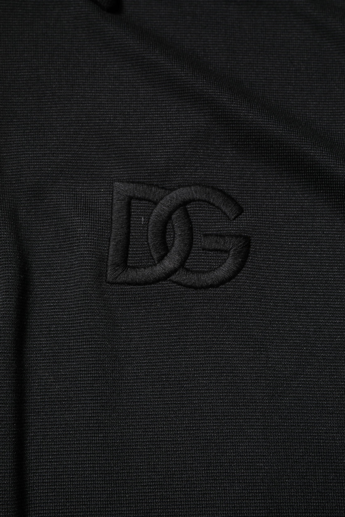 Dolce & Gabbana Black Polyester DG Logo Collared Polo T-shirt