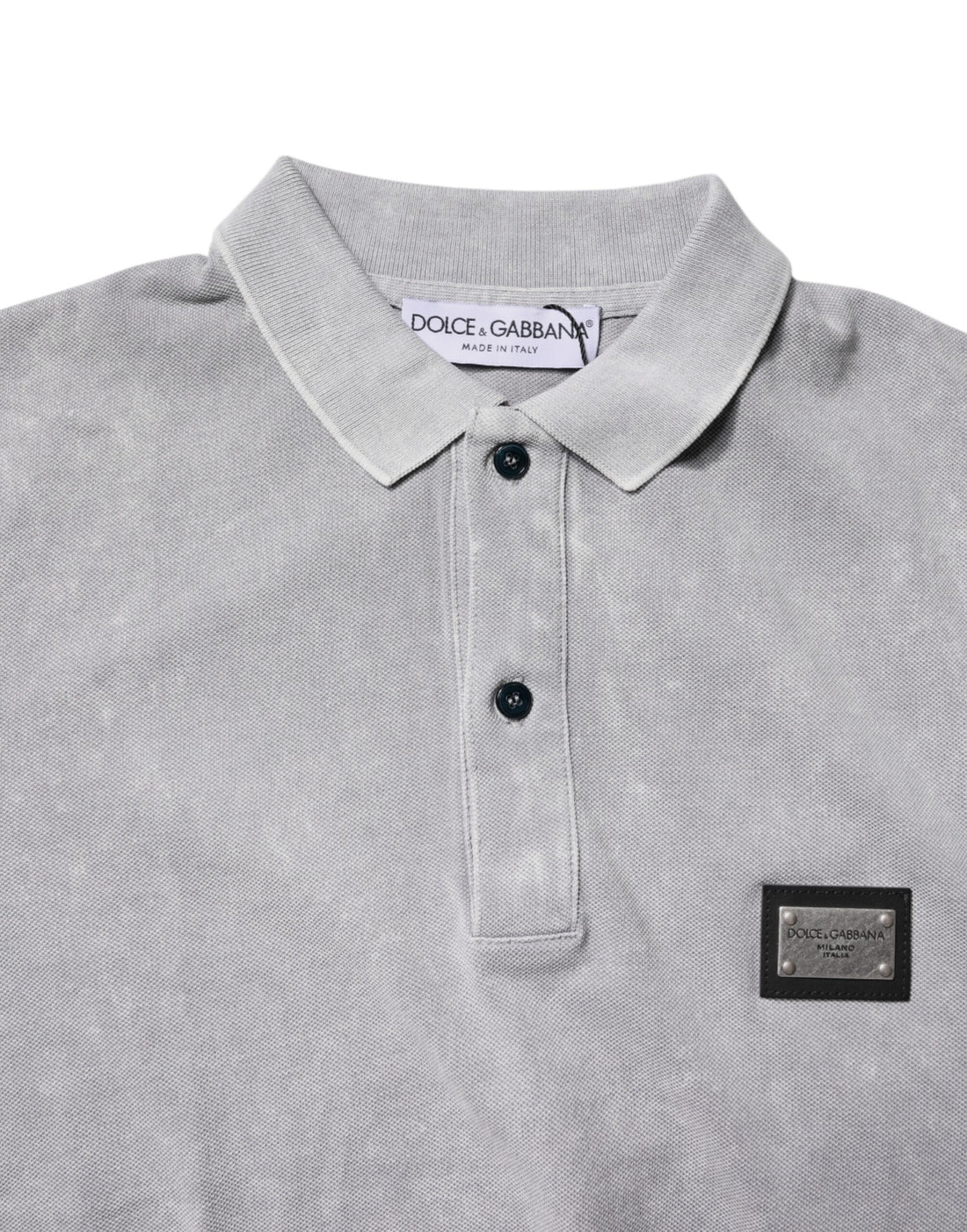 Dolce & Gabbana Gray Logo Plaque Cotton Men Polo Shirt T-shirt