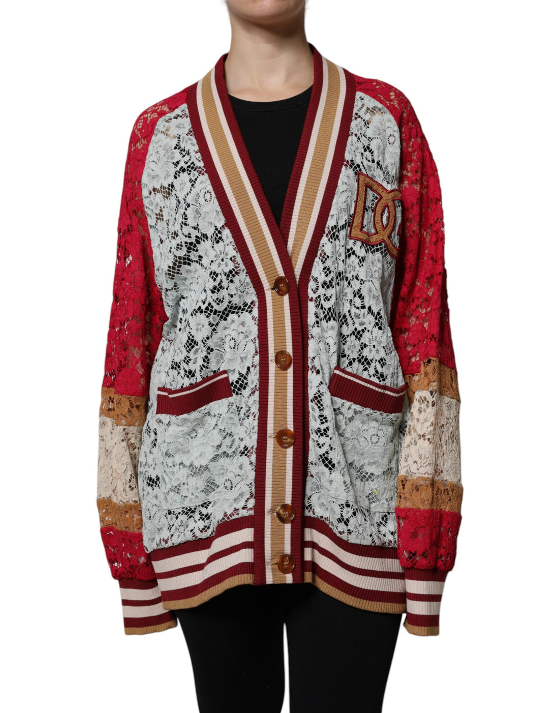 Dolce & Gabbana Multicolor Floral Lace Cardigan Sweater