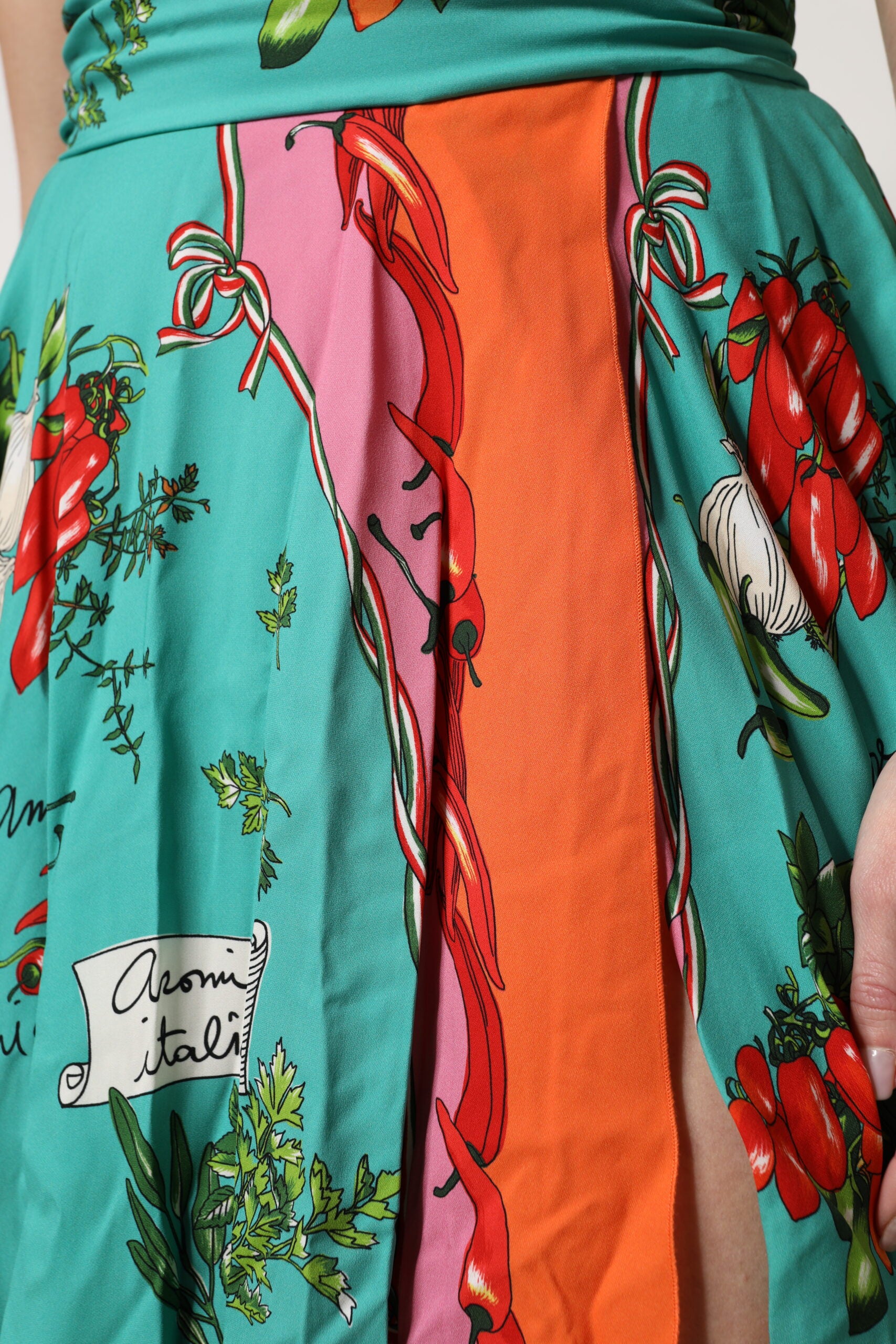 Dolce & Gabbana Multicolor Printed Silk Sleeveless Midi Dress