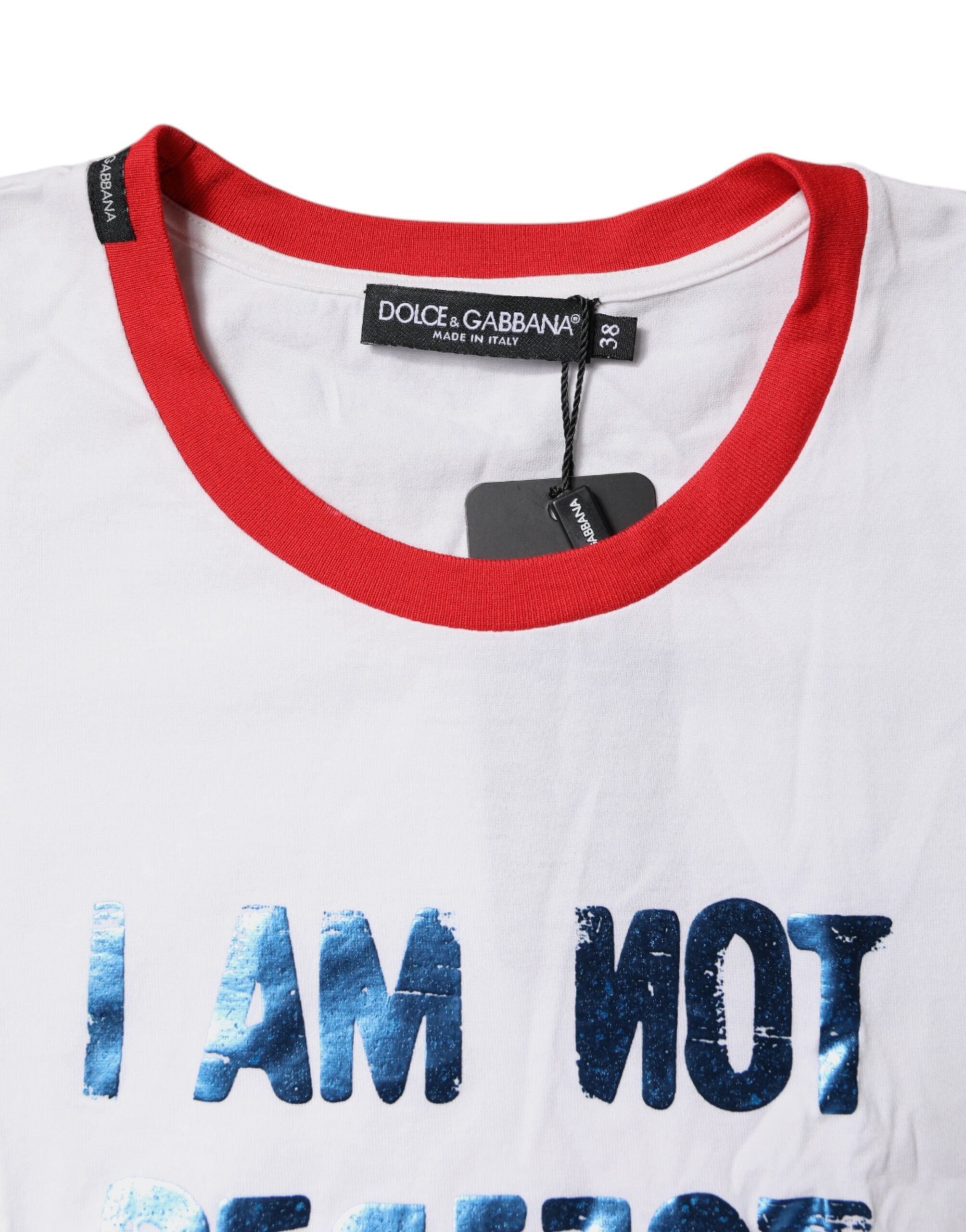 Dolce & Gabbana White Graphic Print Cotton Crew Neck T-shirt