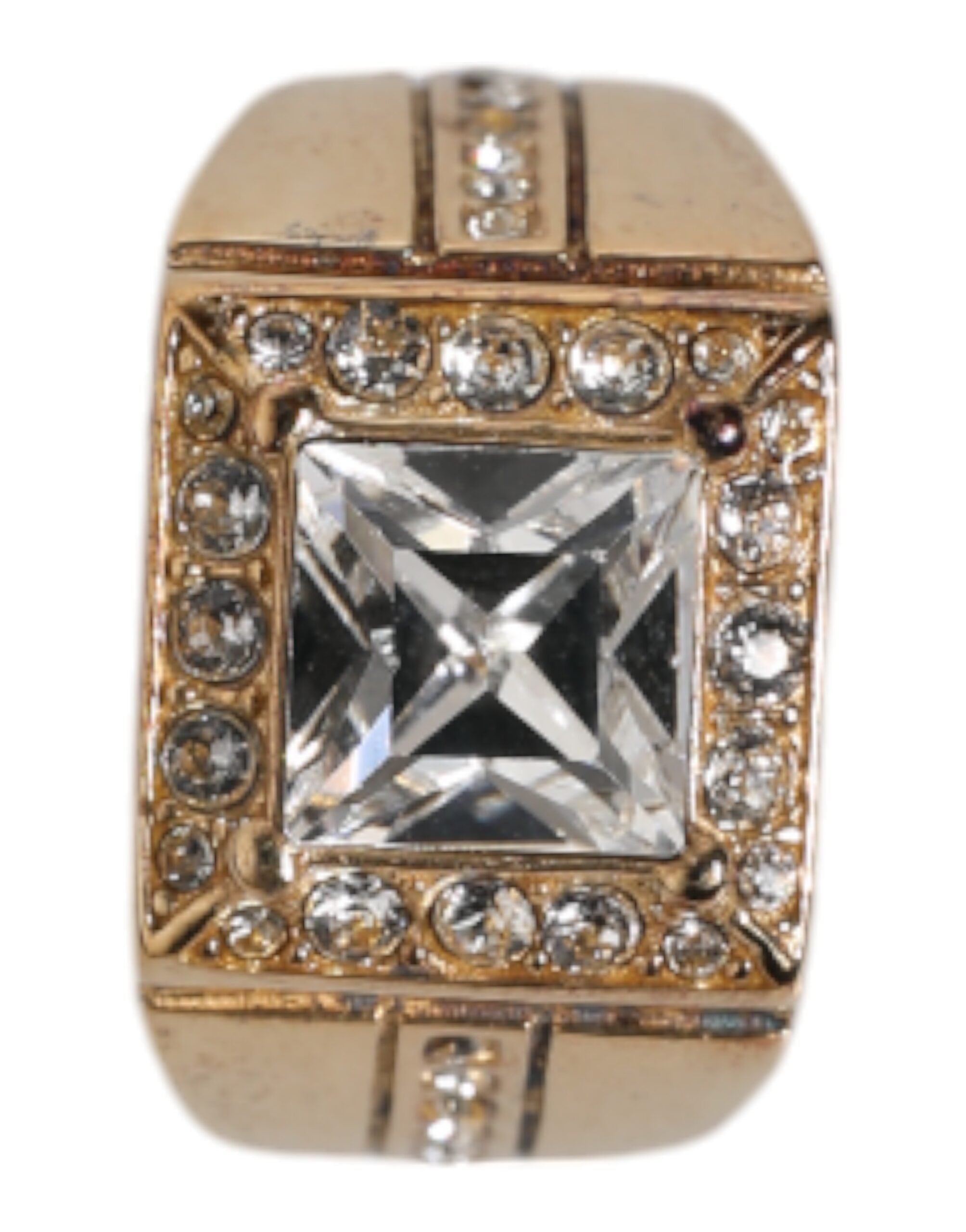 Dolce & Gabbana Gold Tone Sterling Silver 925 Crystals Ring