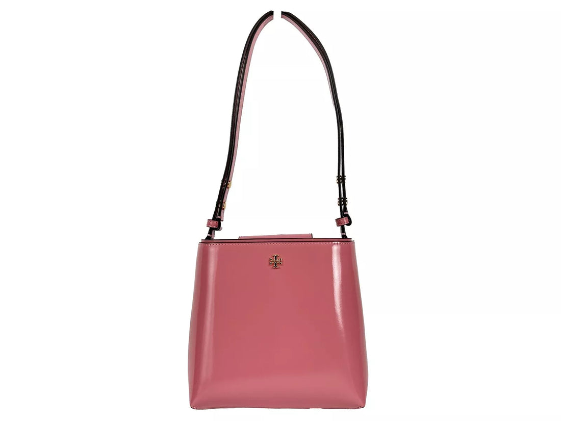 Tory Burch Patent Emerson Small Bucket Bag Purse Pink