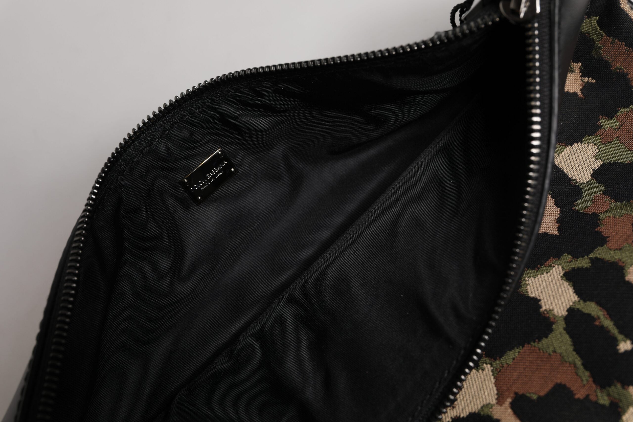 Dolce & Gabbana Multicolor Leopard Jacquard Print Logo Plaque Pouch Bag