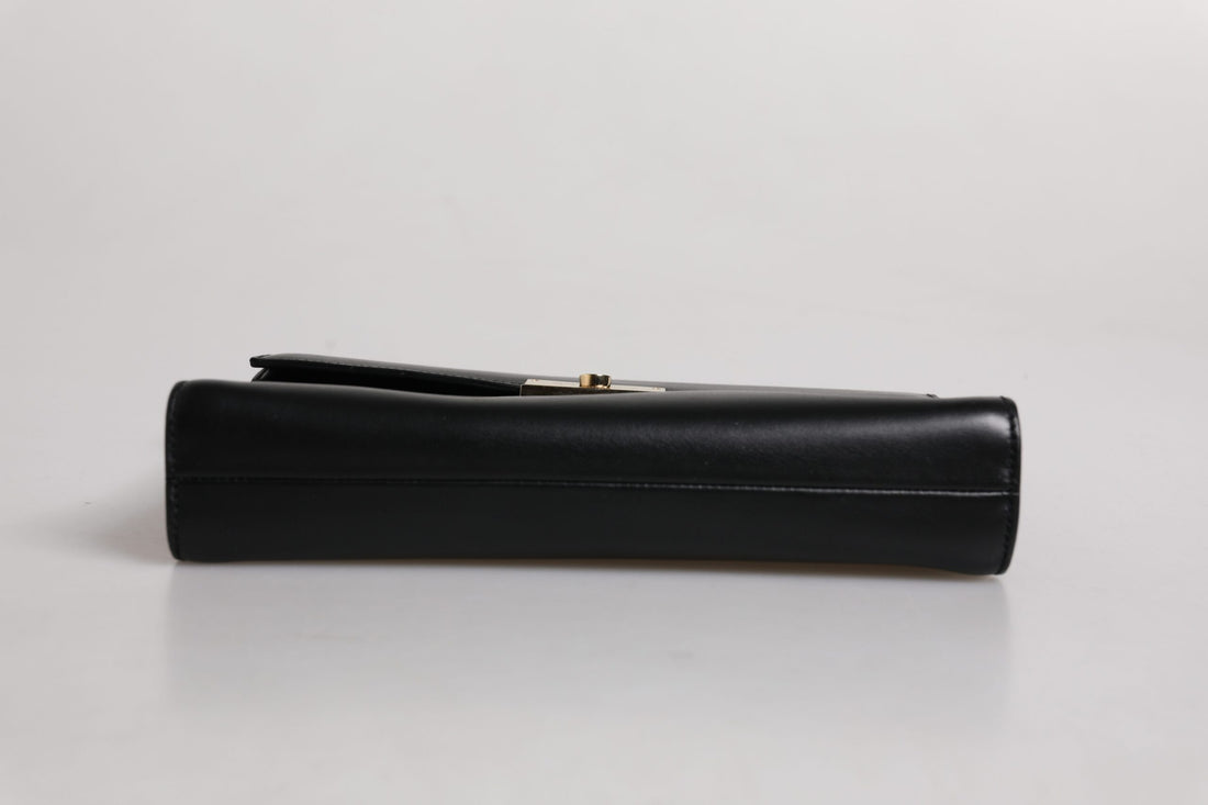 Dolce & Gabbana Black Leather Logo Plaque Document Briefcase Bag
