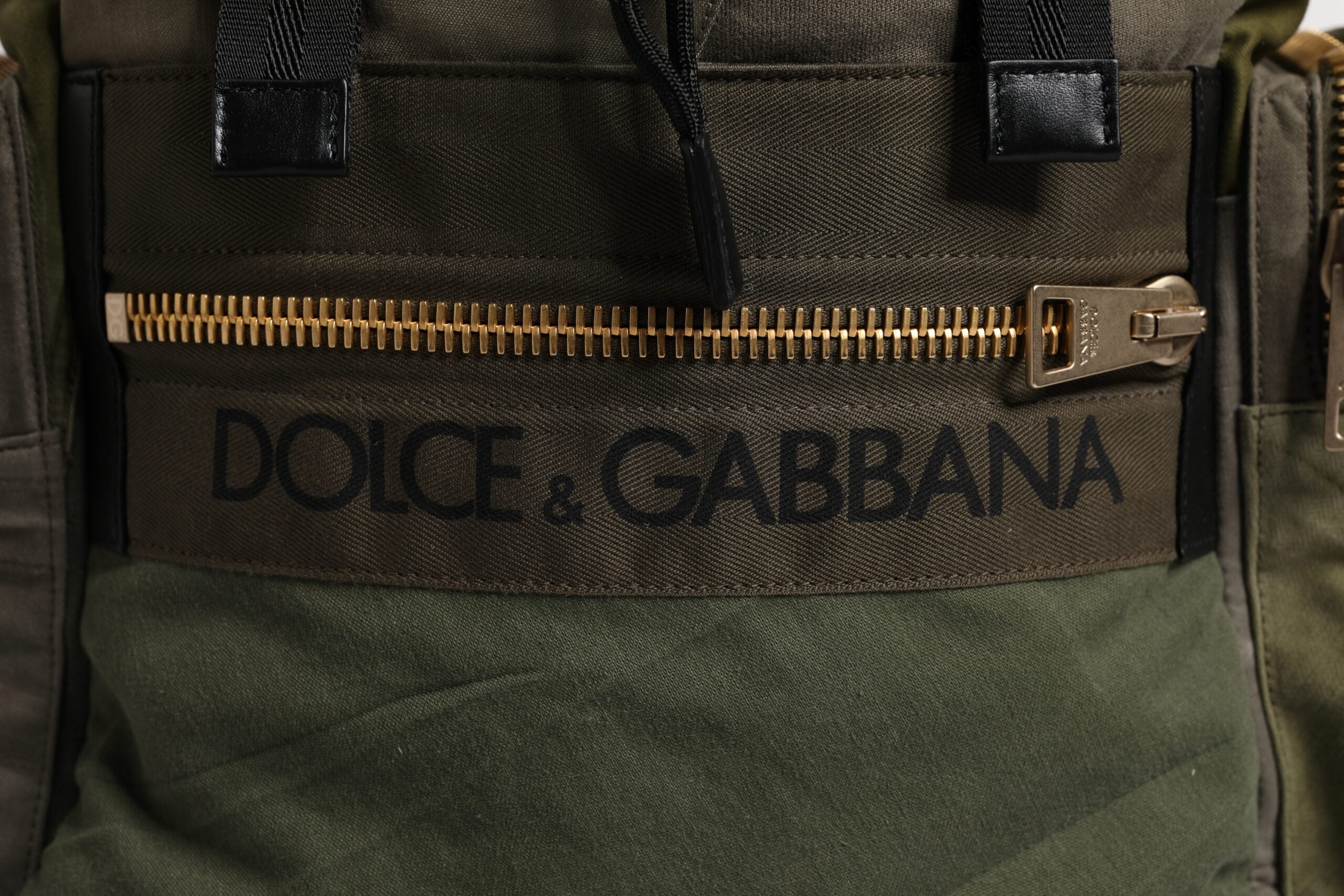 Dolce & Gabbana Military Green Patchwork Travel Backpack Bag