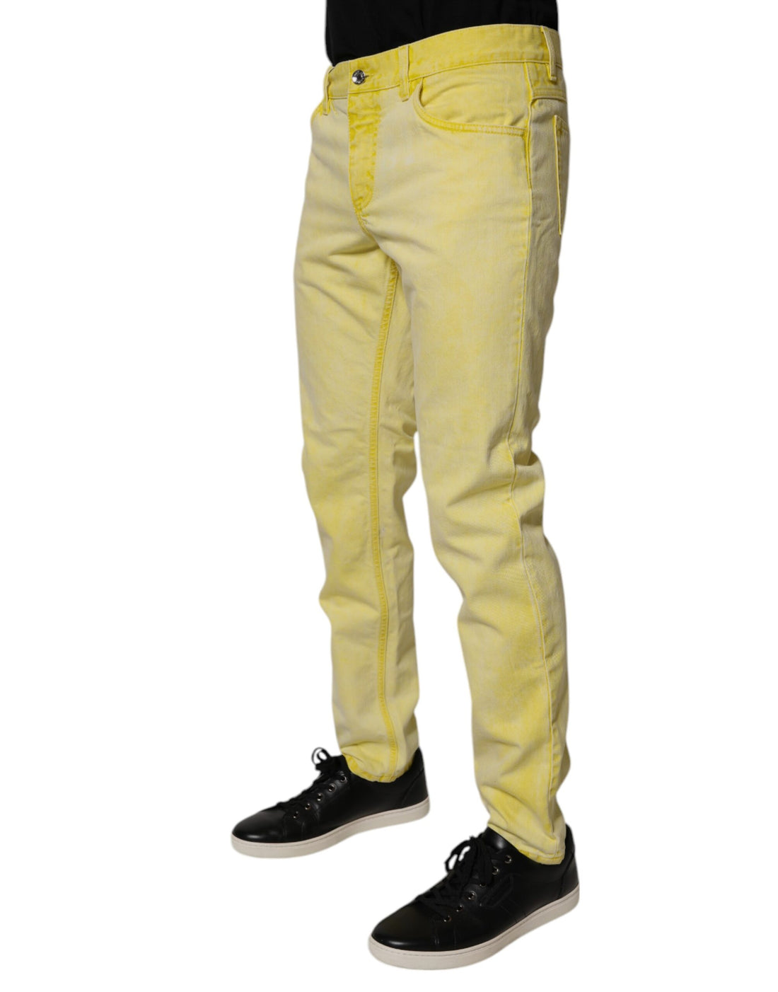 Dolce & Gabbana Yellow Cotton Stretch Skinny Men Denim Jeans