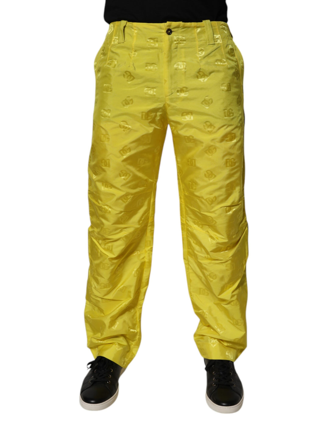 Dolce & Gabbana Yellow DG Monogram Polyester Straight Pants