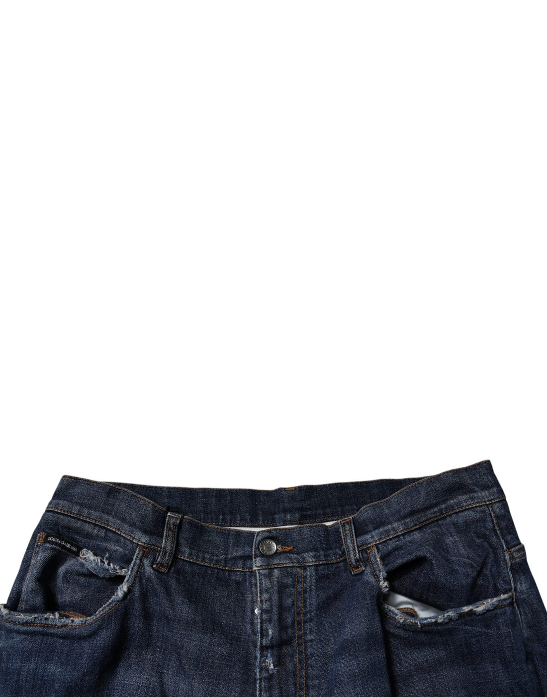 Dolce & Gabbana Dark Blue Tattered Wide Leg Men Denim Jeans