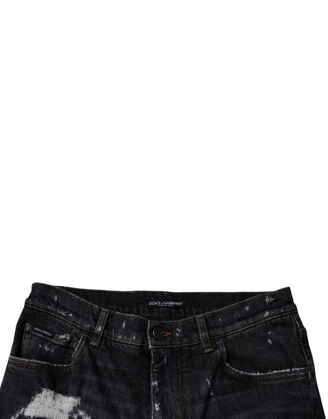 Dolce & Gabbana Black Tattered Cotton Skinny Men Denim Jeans