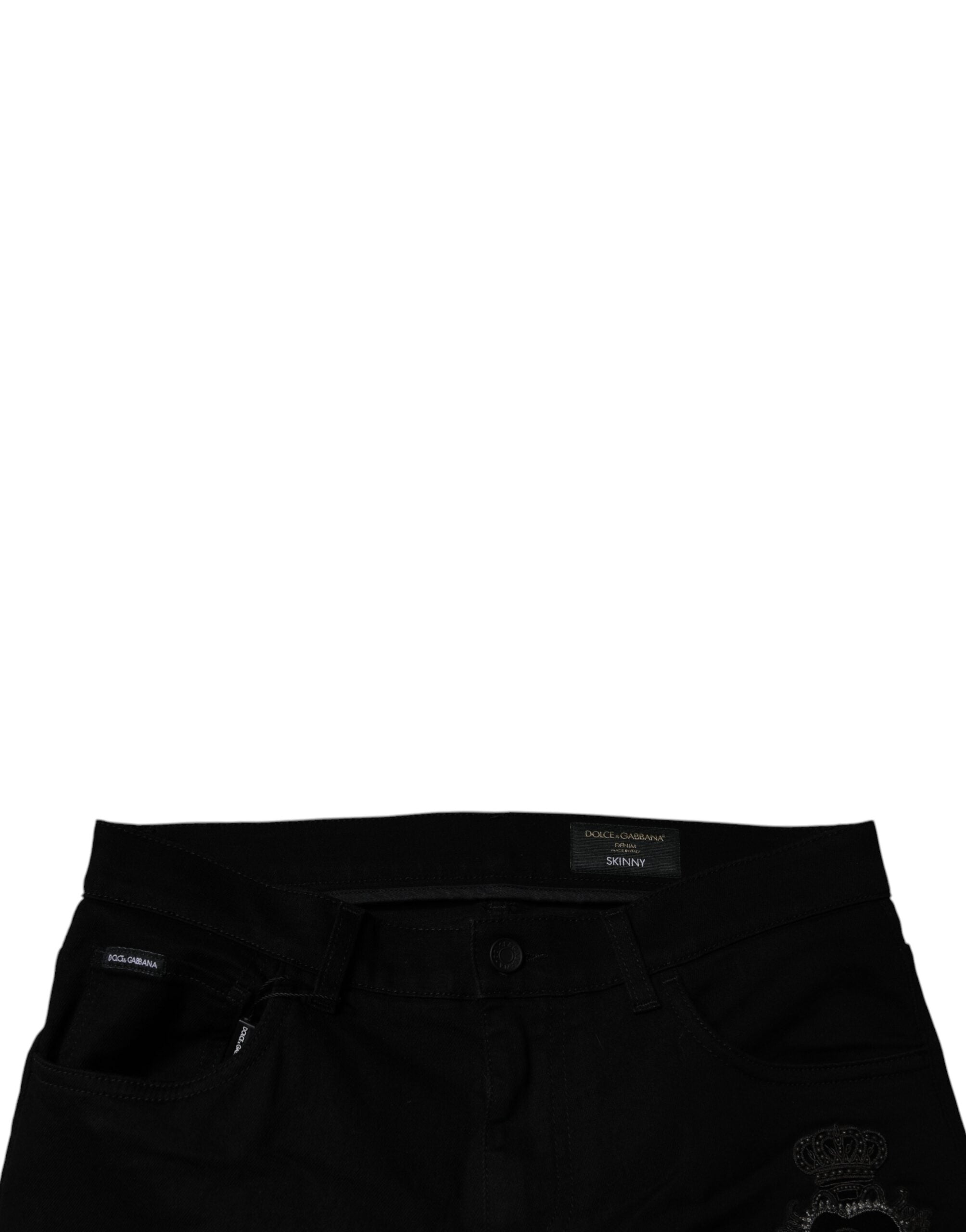 Dolce & Gabbana Black Sacred Heart Cotton Skinny Denim Jeans