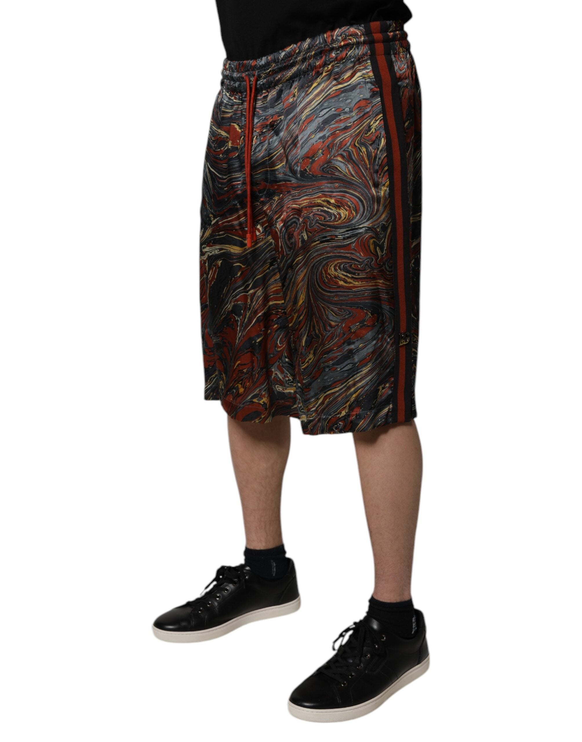 Dolce & Gabbana Multicolor Marble Print Trouser Bermuda Shorts