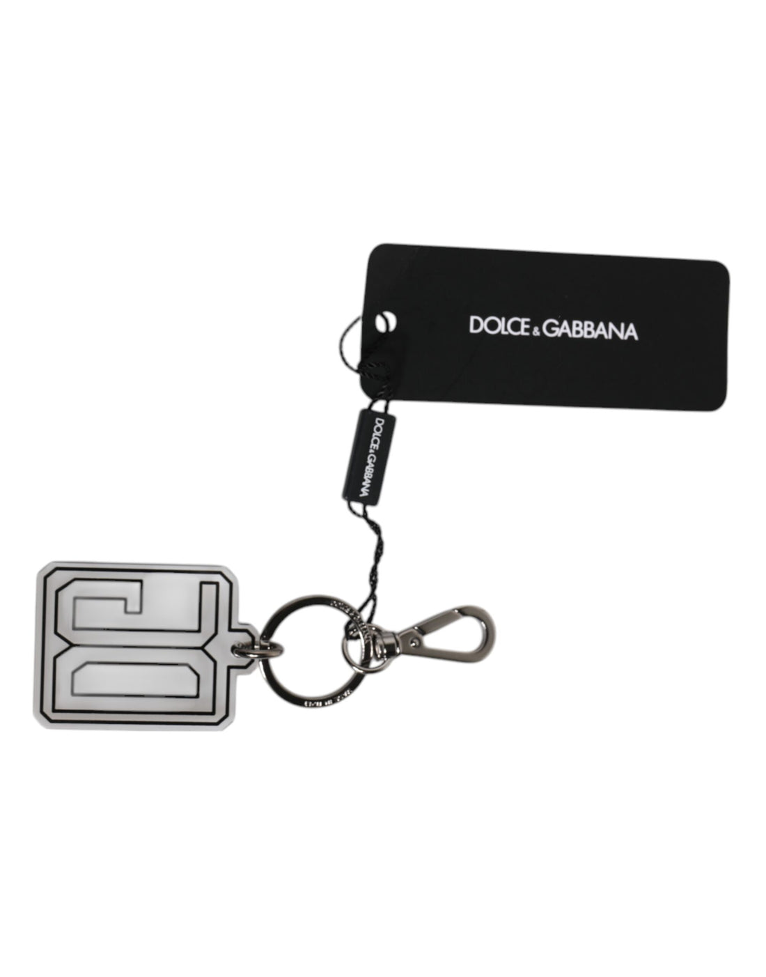 Dolce & Gabbana Gray Black DG Rubber Logo Silver Men's Keychain Keyring
