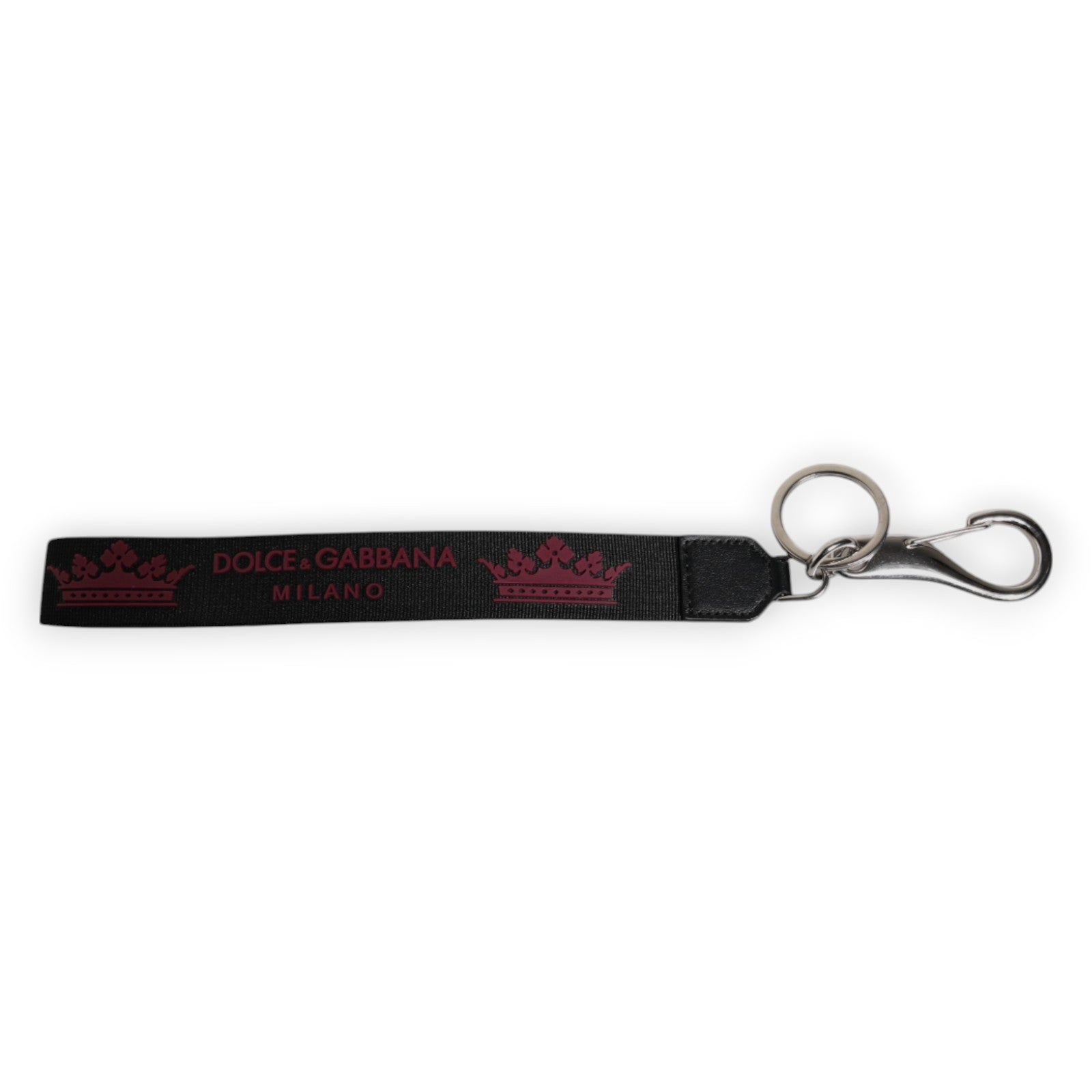 Dolce & Gabbana Black Nylon Logo DG Crown Men's Holder Keychain Keyring