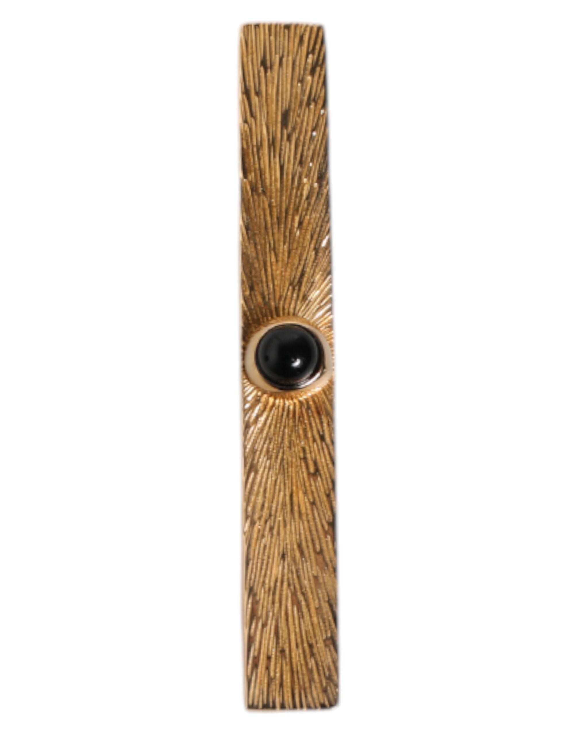 Dolce & Gabbana Black Sapphire Gold Tone Brass Tie Clip Bar