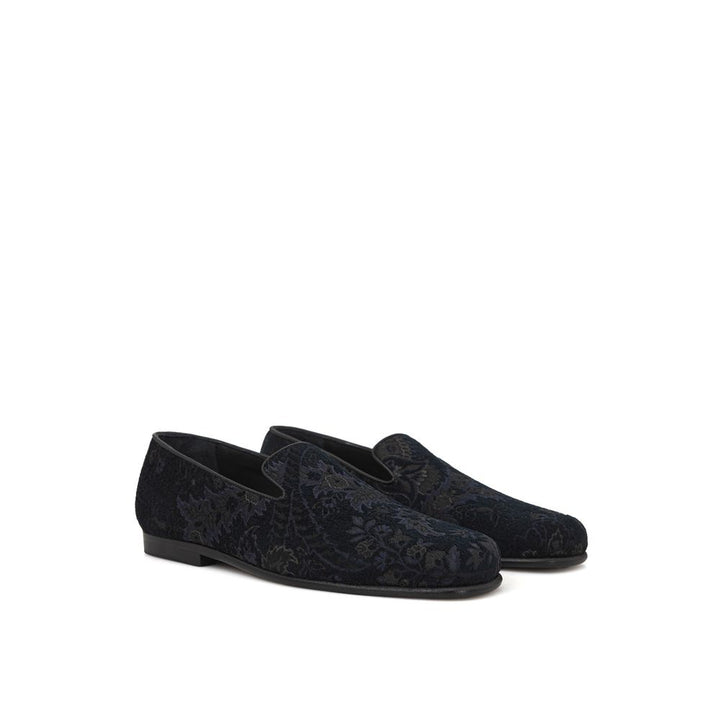 Etro Blue Leather Slip-On Loafers