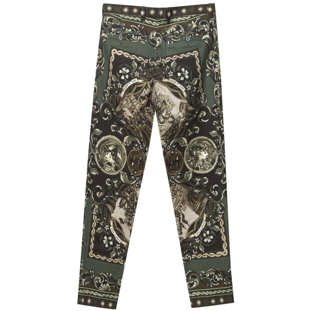 Dolce & Gabbana Green Cotton Casual Pants