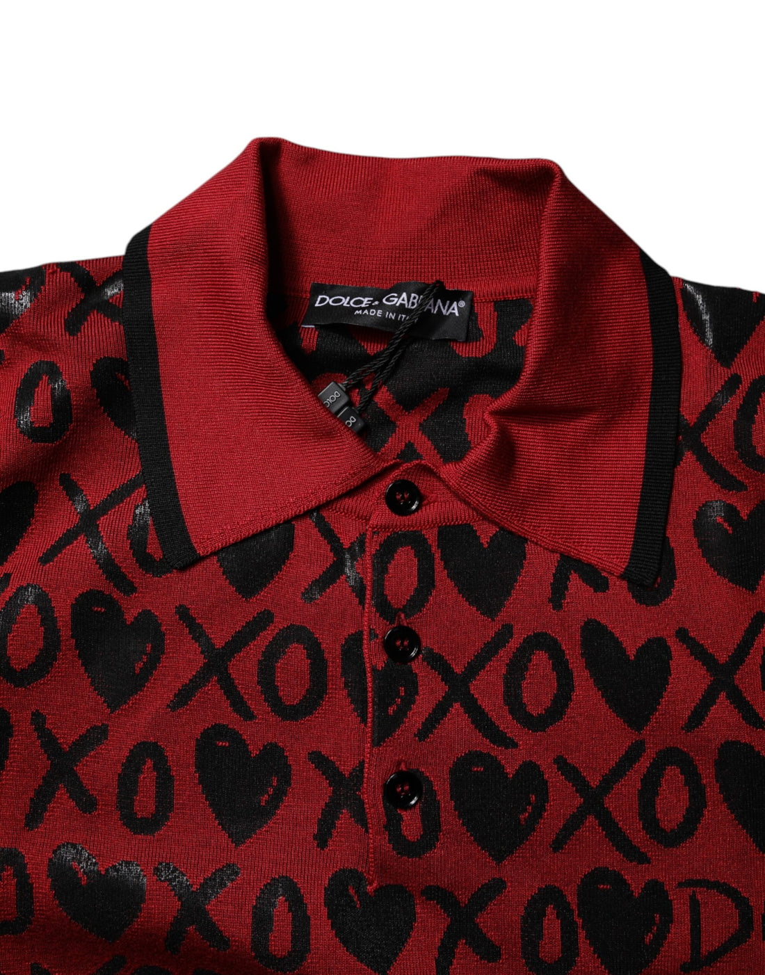 Dolce & Gabbana Red Cotton XOXO Collared Polo T-shirt