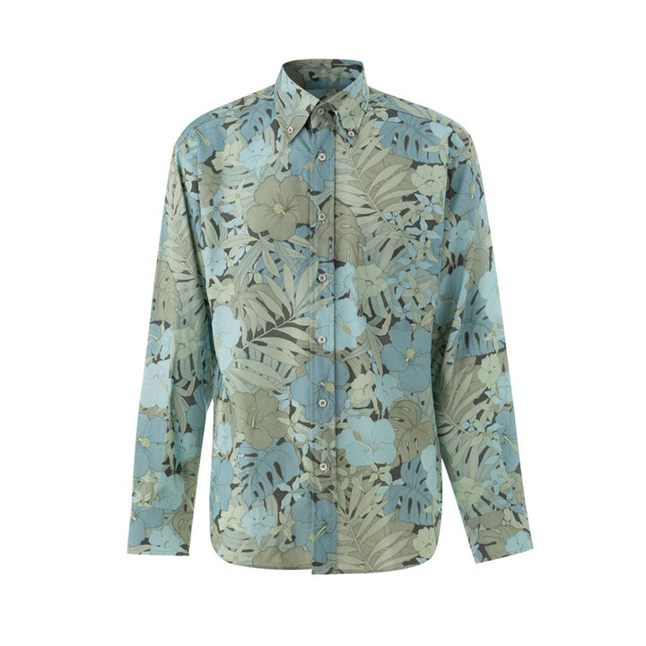 Tom Ford Blue Lyocell Pattern Shirt