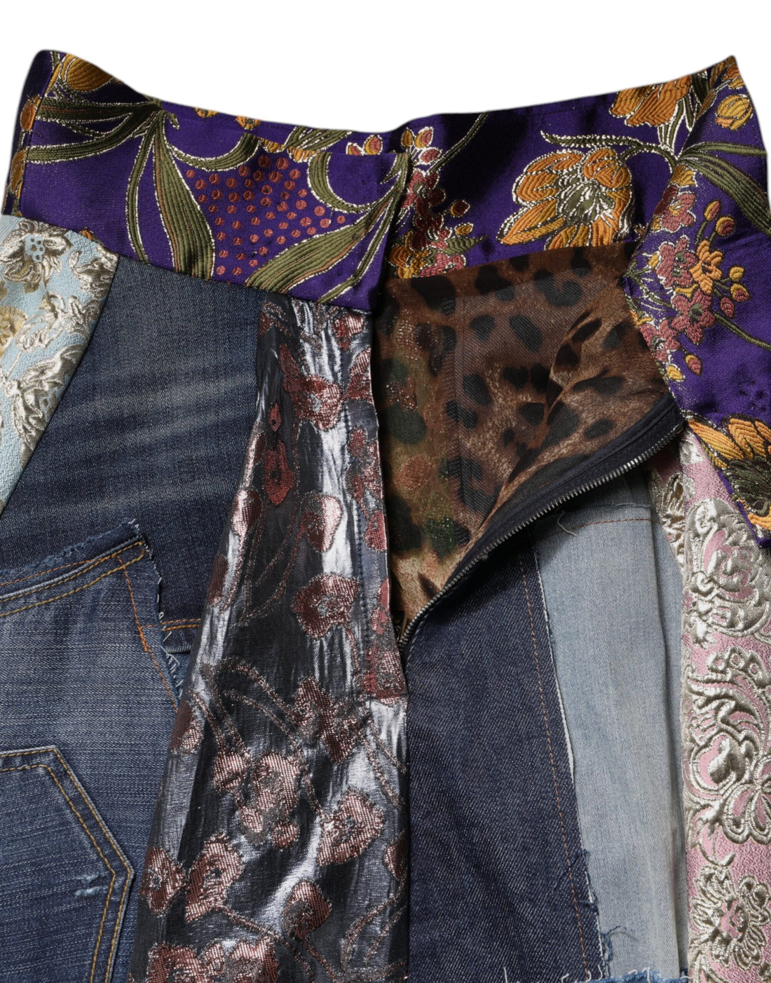 Dolce & Gabbana Multicolor Patchwork High Waisted Midi Skirt