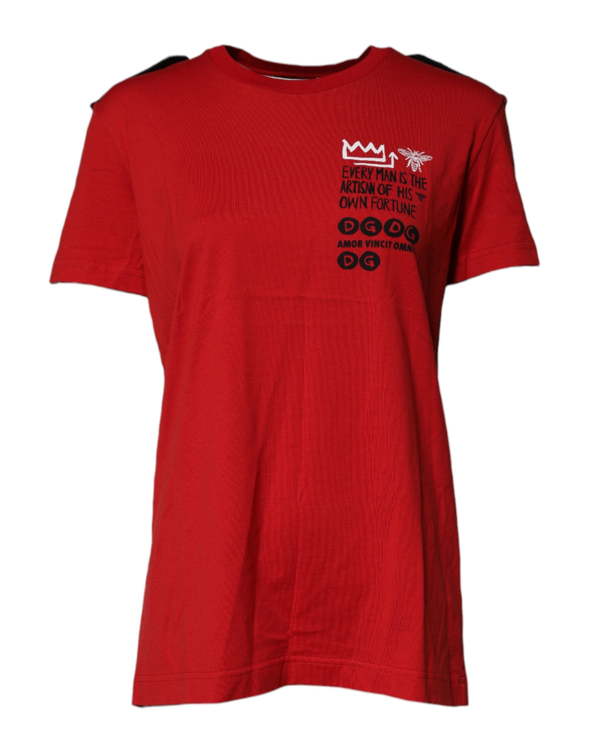 Dolce & Gabbana Red Cotton Round Neck Short Sleeves T-shirt