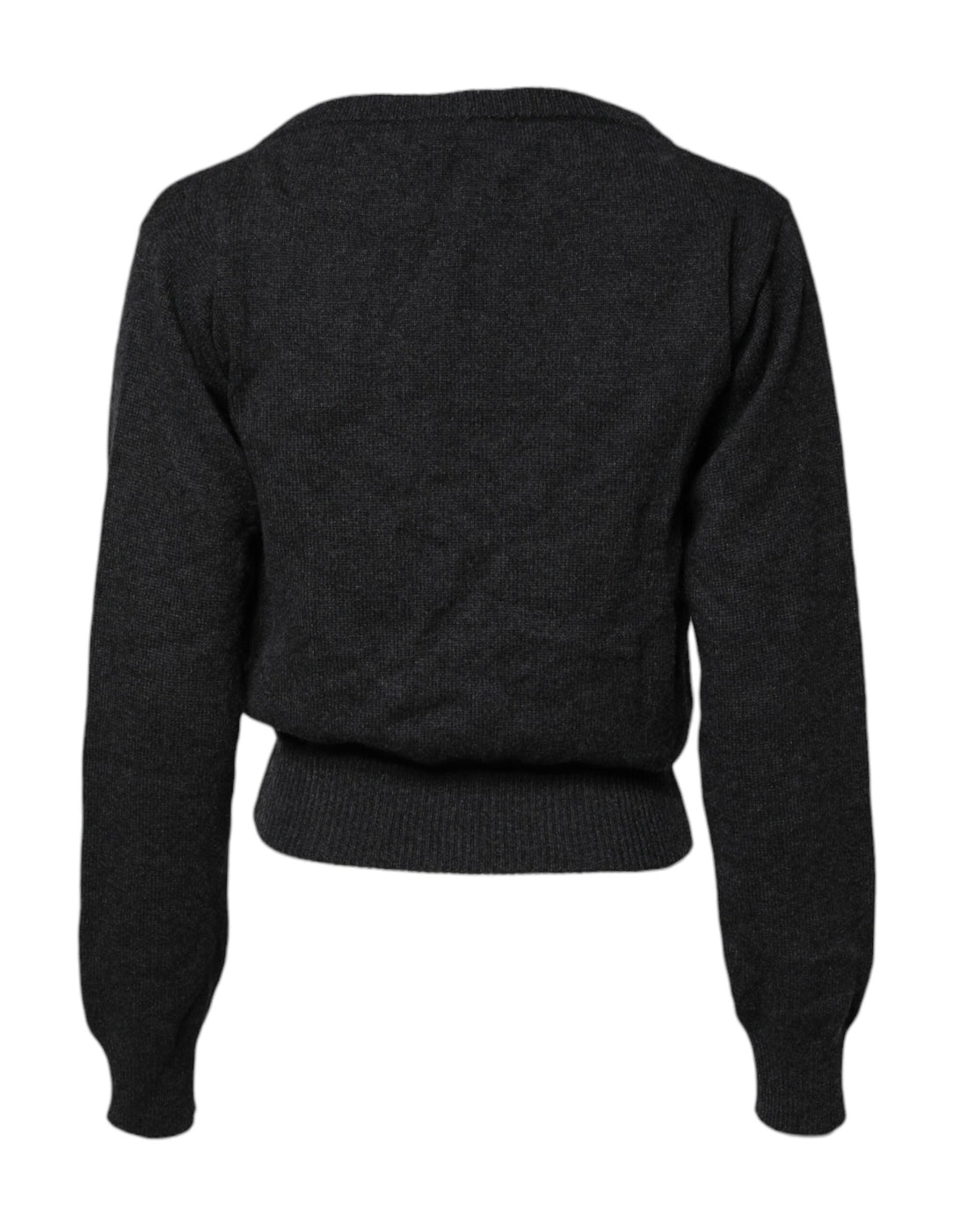 Dolce & Gabbana Grey Cashmere Deep V-neck Pullover Sweater
