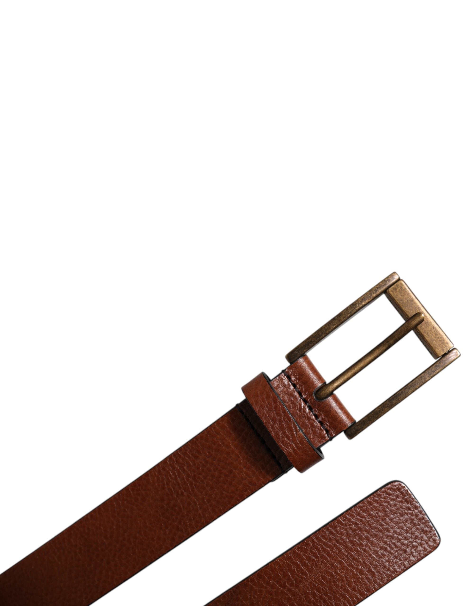 Dolce & Gabbana Brown Calf Leather Classic Metal Buckle Belt