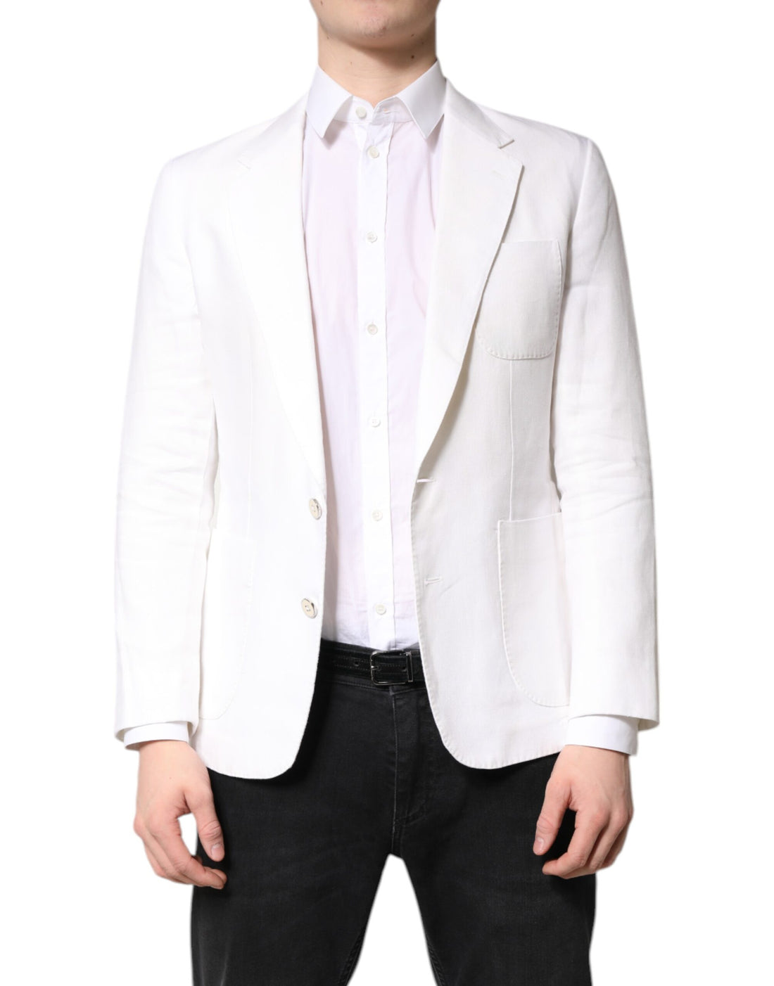 Dolce & Gabbana White Single Breasted Men Coat Blazer Suit