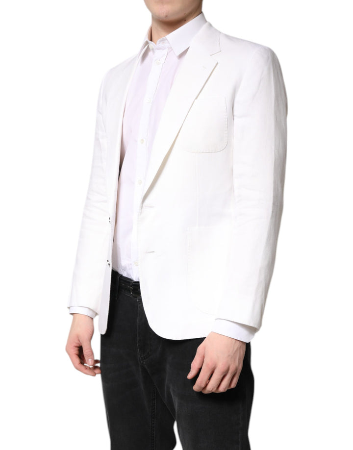 Dolce & Gabbana White Single Breasted Men Coat Blazer Suit