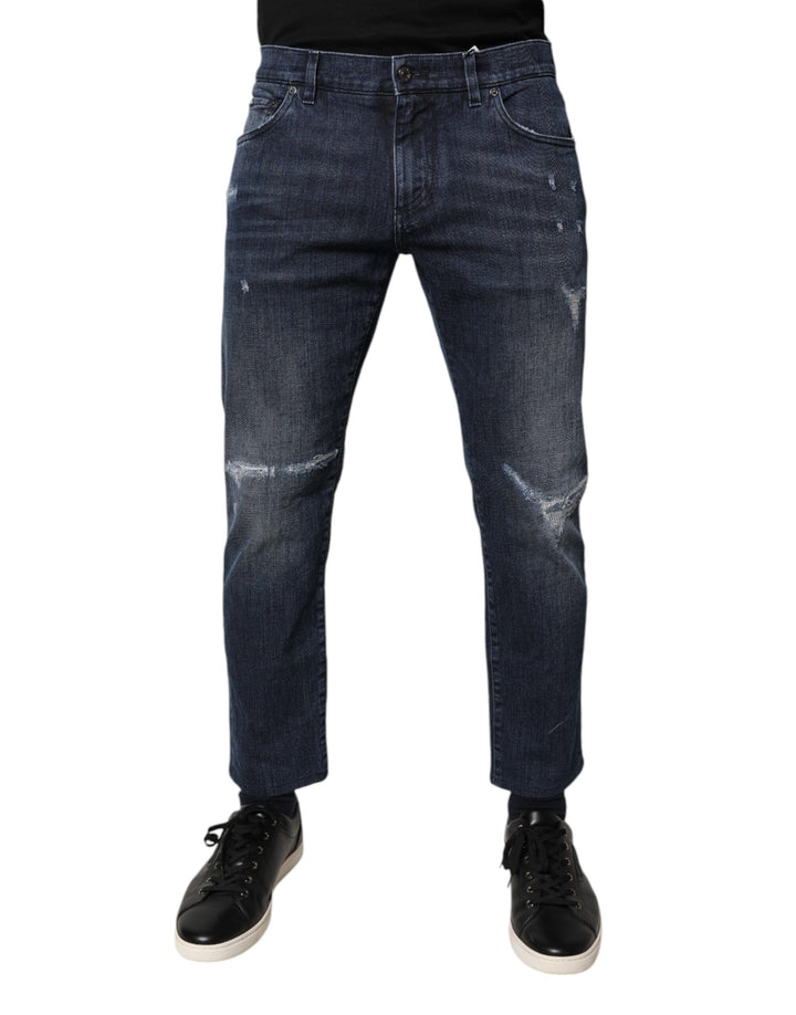 Dolce & Gabbana Blue Cotton Stretch Skinny Men Denim Jeans
