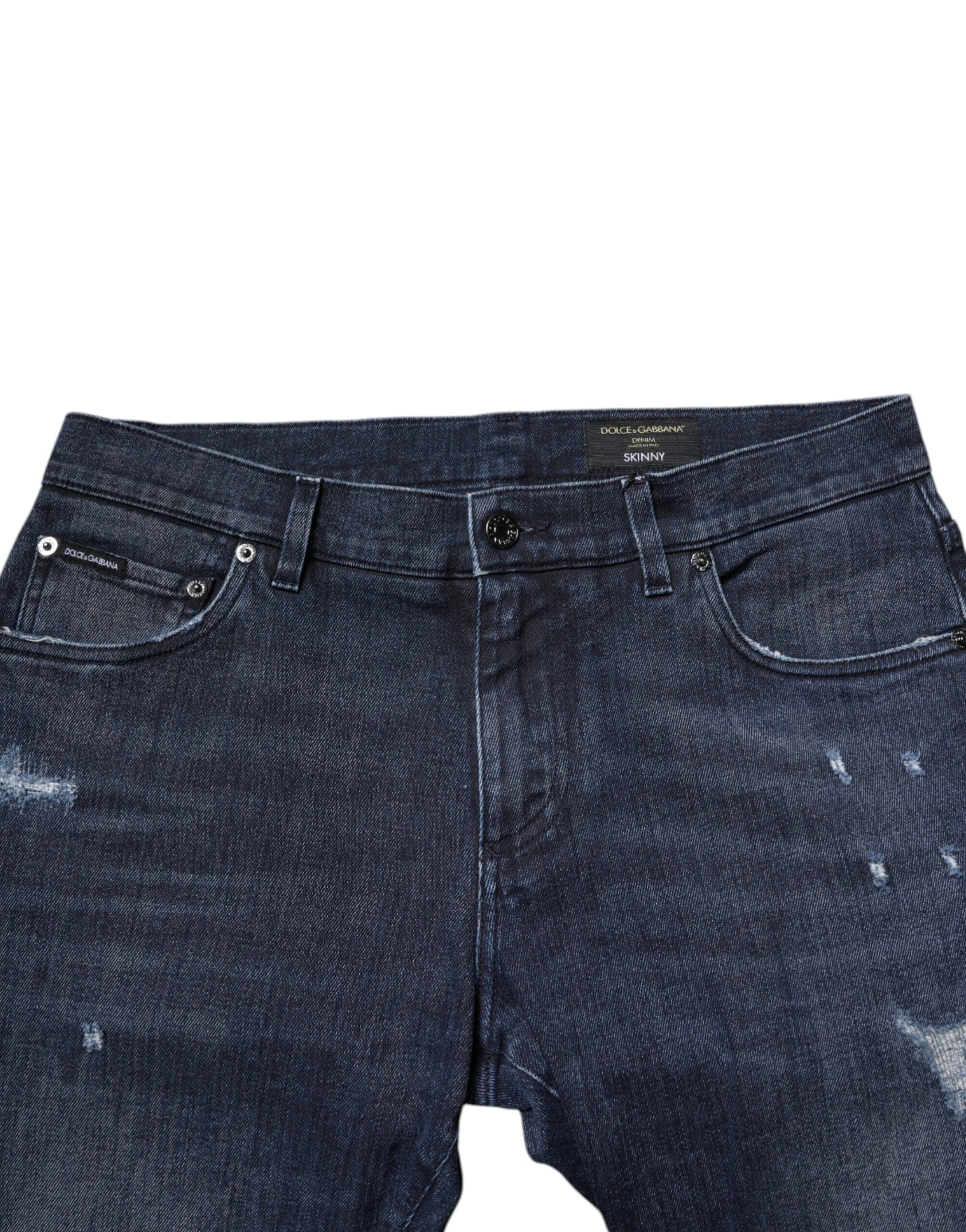 Dolce & Gabbana Blue Cotton Stretch Skinny Men Denim Jeans