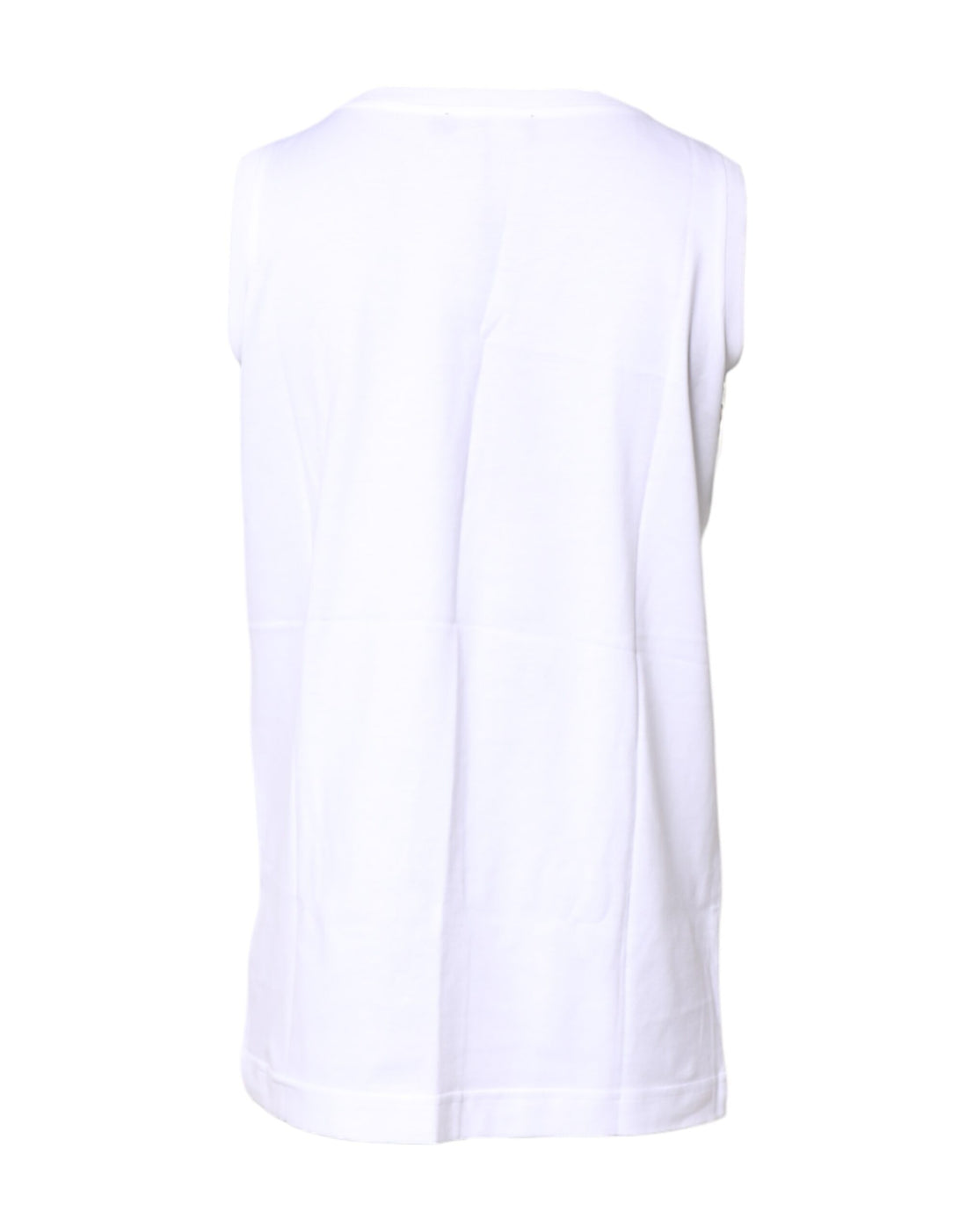 Dolce & Gabbana White Cotton Sleeveless Crew Neck T-shirt