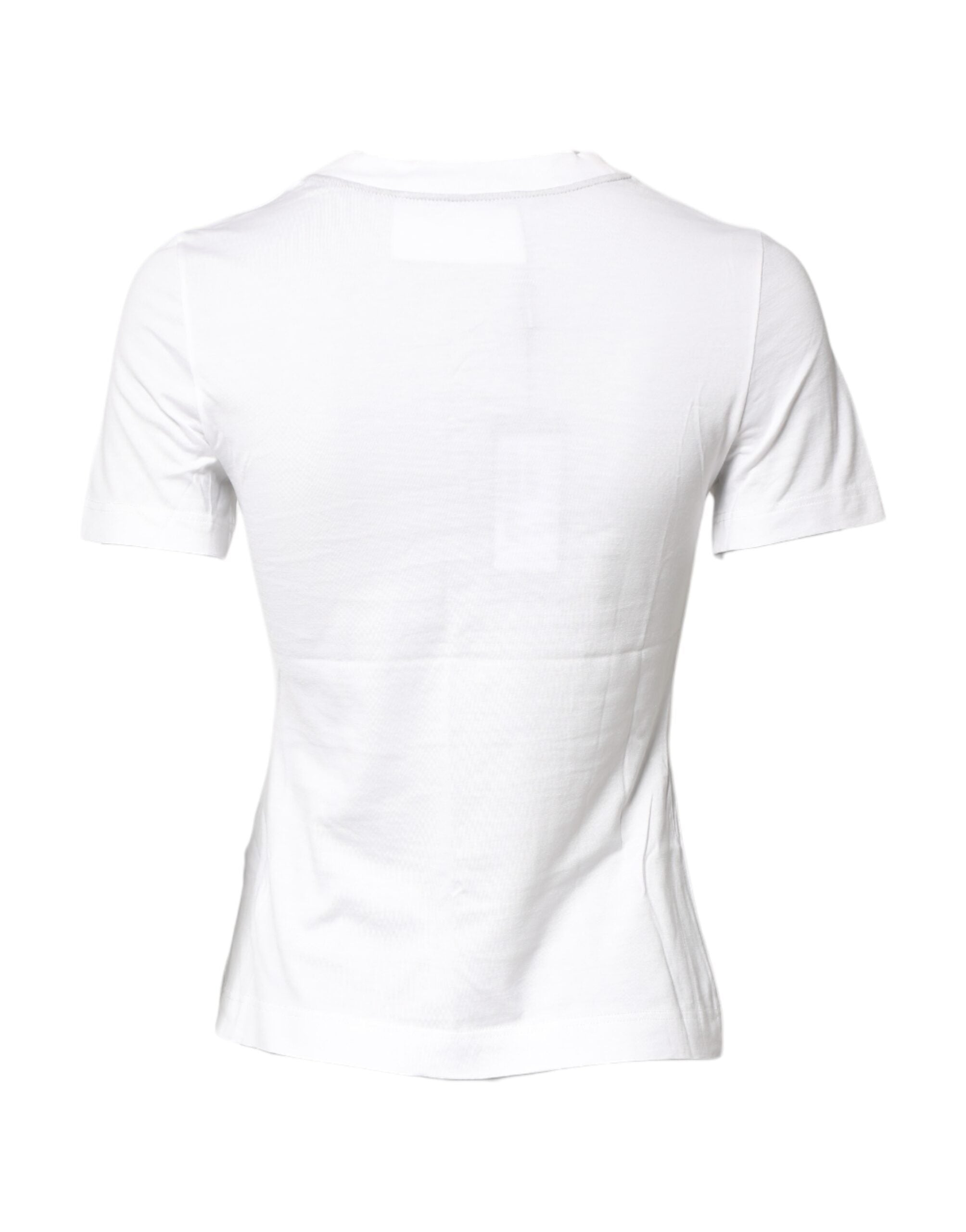 Dolce & Gabbana White Cotton Graphic Print Crew Neck T-shirt