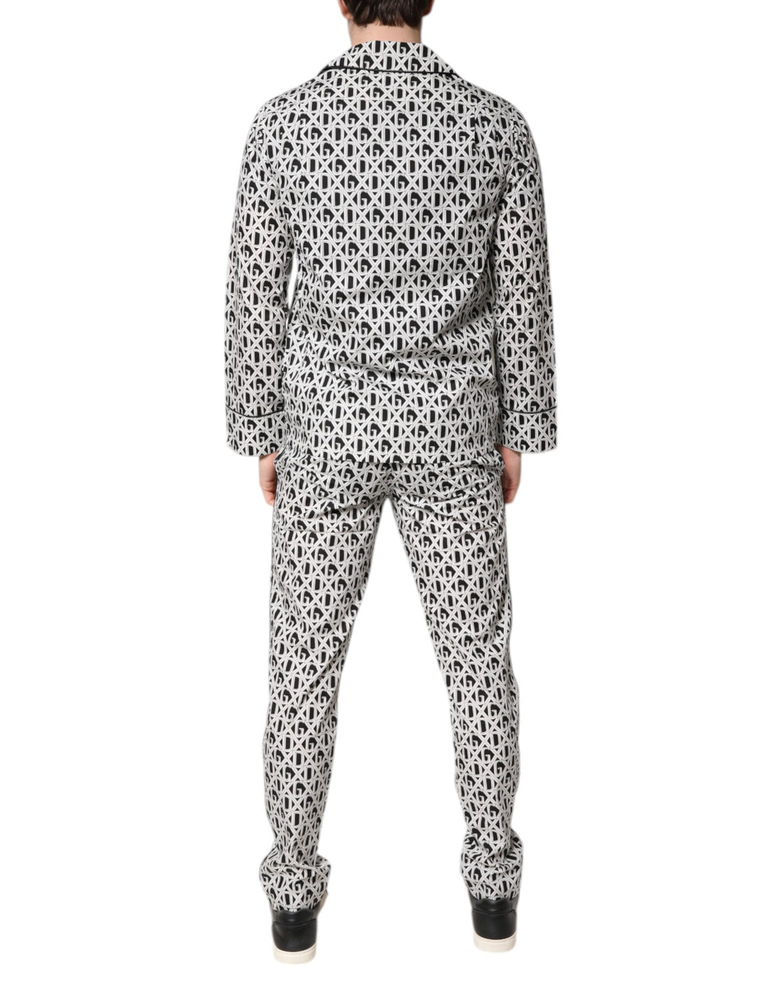 Dolce & Gabbana Black White DG Print Cotton Pajama Set Sleepwear