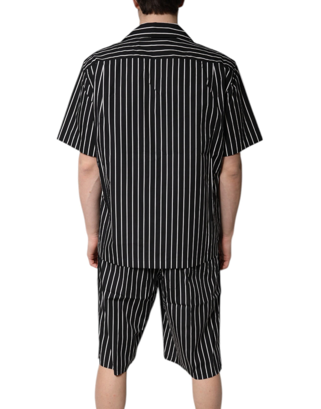 Dolce & Gabbana Black White Stripes Cotton Men Pajama Set Sleepwear
