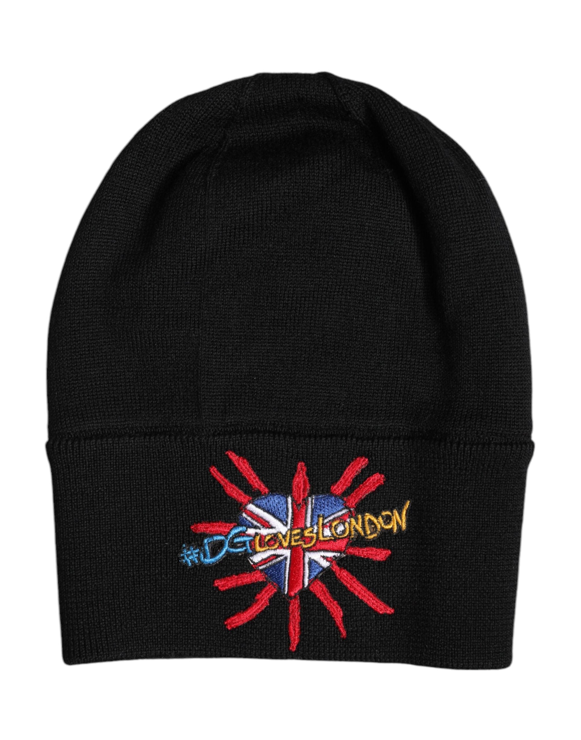 Dolce & Gabbana Black #DGLOVESLONDON Knitted Beanie Hat