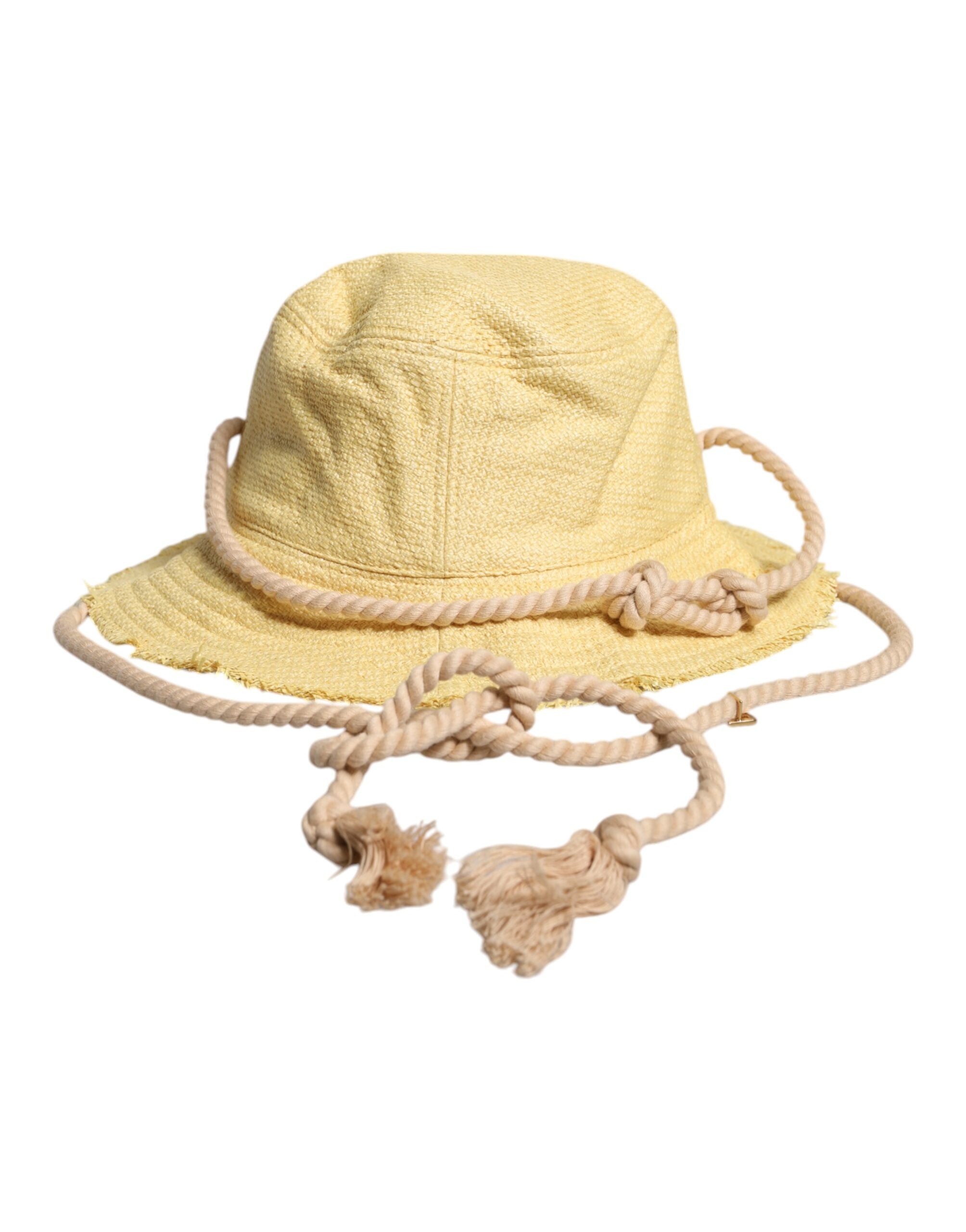 Dolce & Gabbana Yellow Cotton Wide Brim Bucket