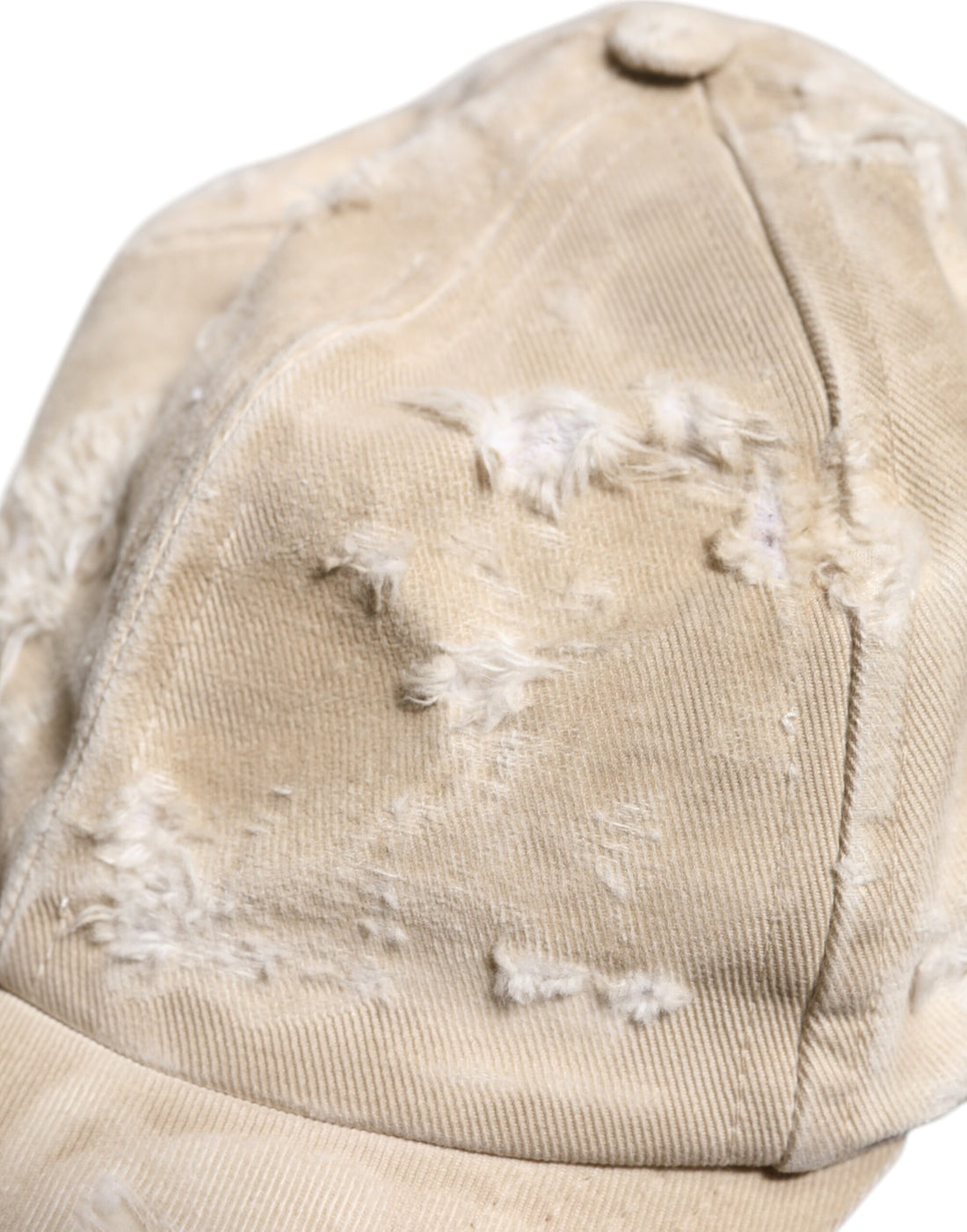 Dolce & Gabbana Beige Tattered Cotton 6 Panels Baseball Cap