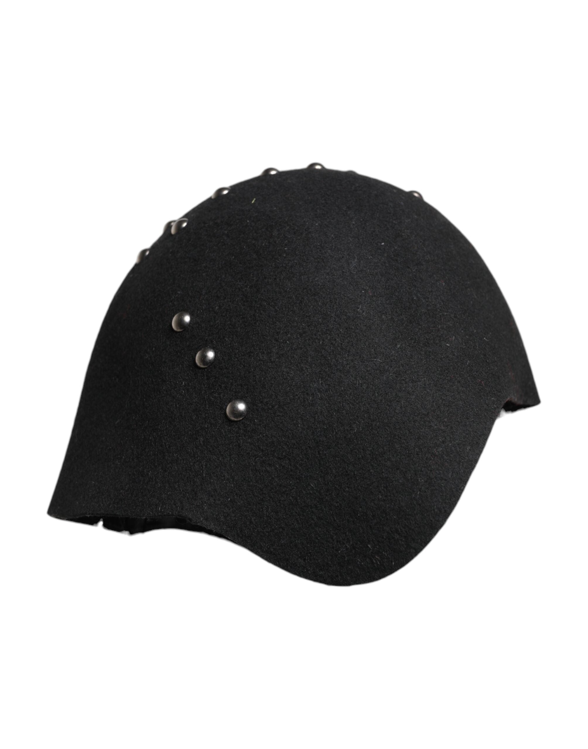 Dolce & Gabbana Black Wool Multicolor Embellished Cloche Hat
