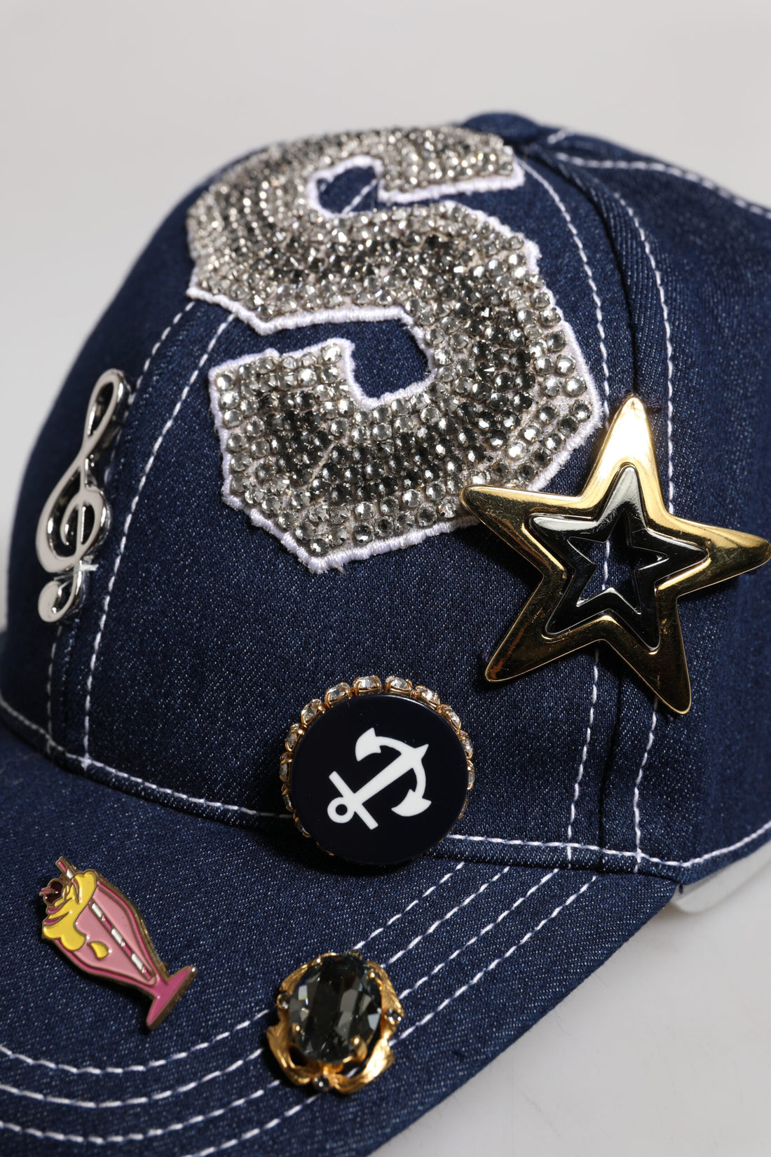 Dolce & Gabbana Blue Crystal Embellishment Baseball Cap