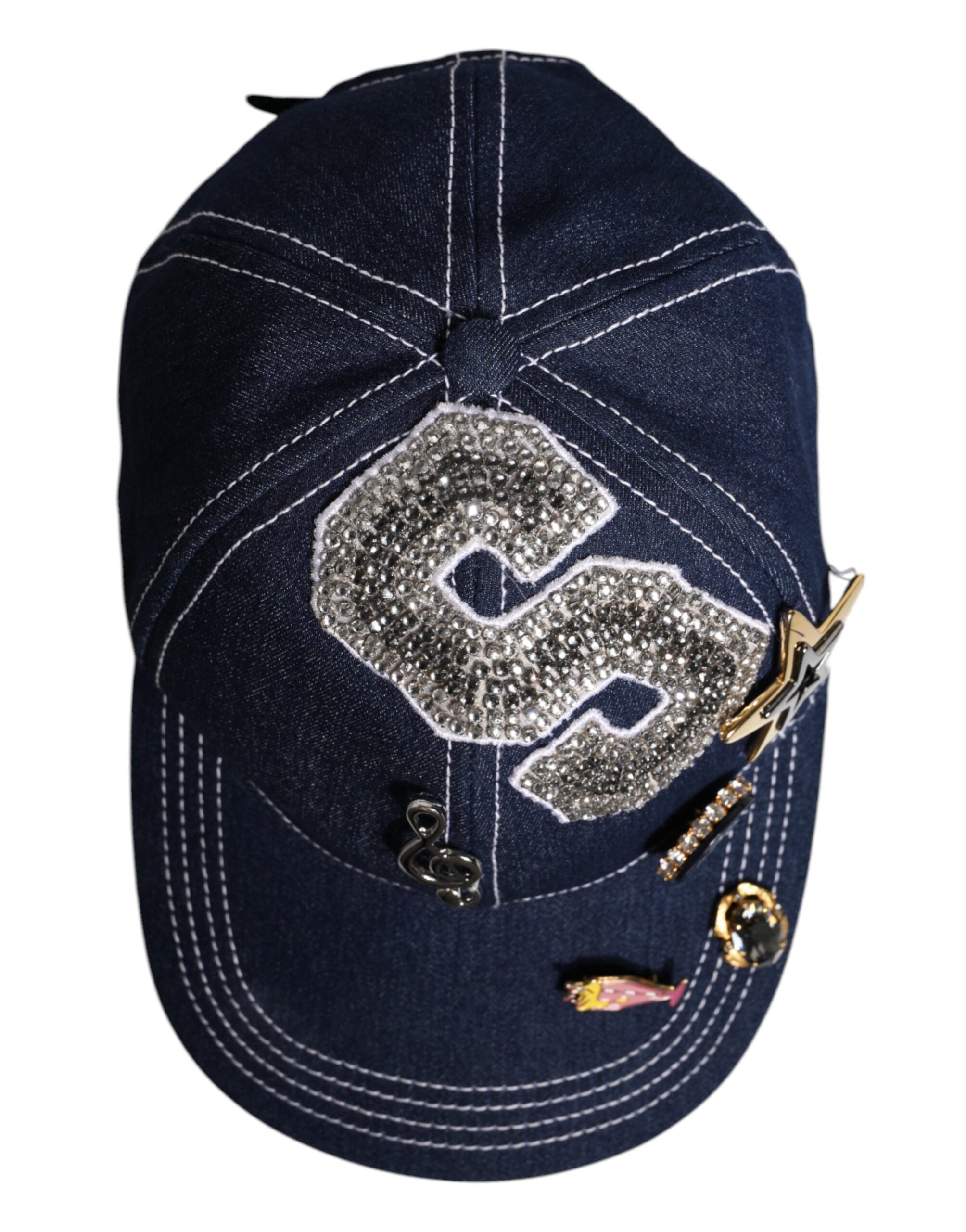 Dolce & Gabbana Blue Crystal Embellishment Baseball Cap