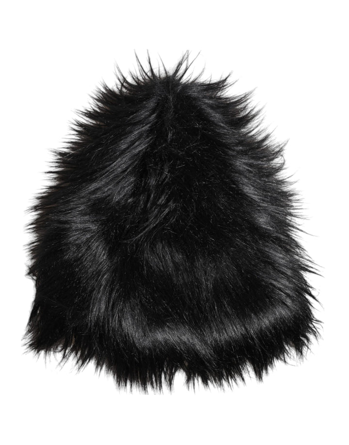 Dolce & Gabbana Black Acrylic Fur Womens Bucket Hat