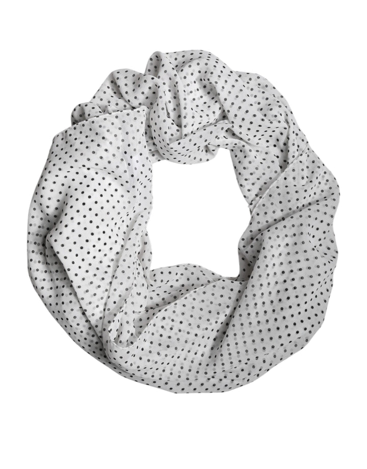 Dolce & Gabbana White Polka Dots Polyester Wrap Shawl Scarf