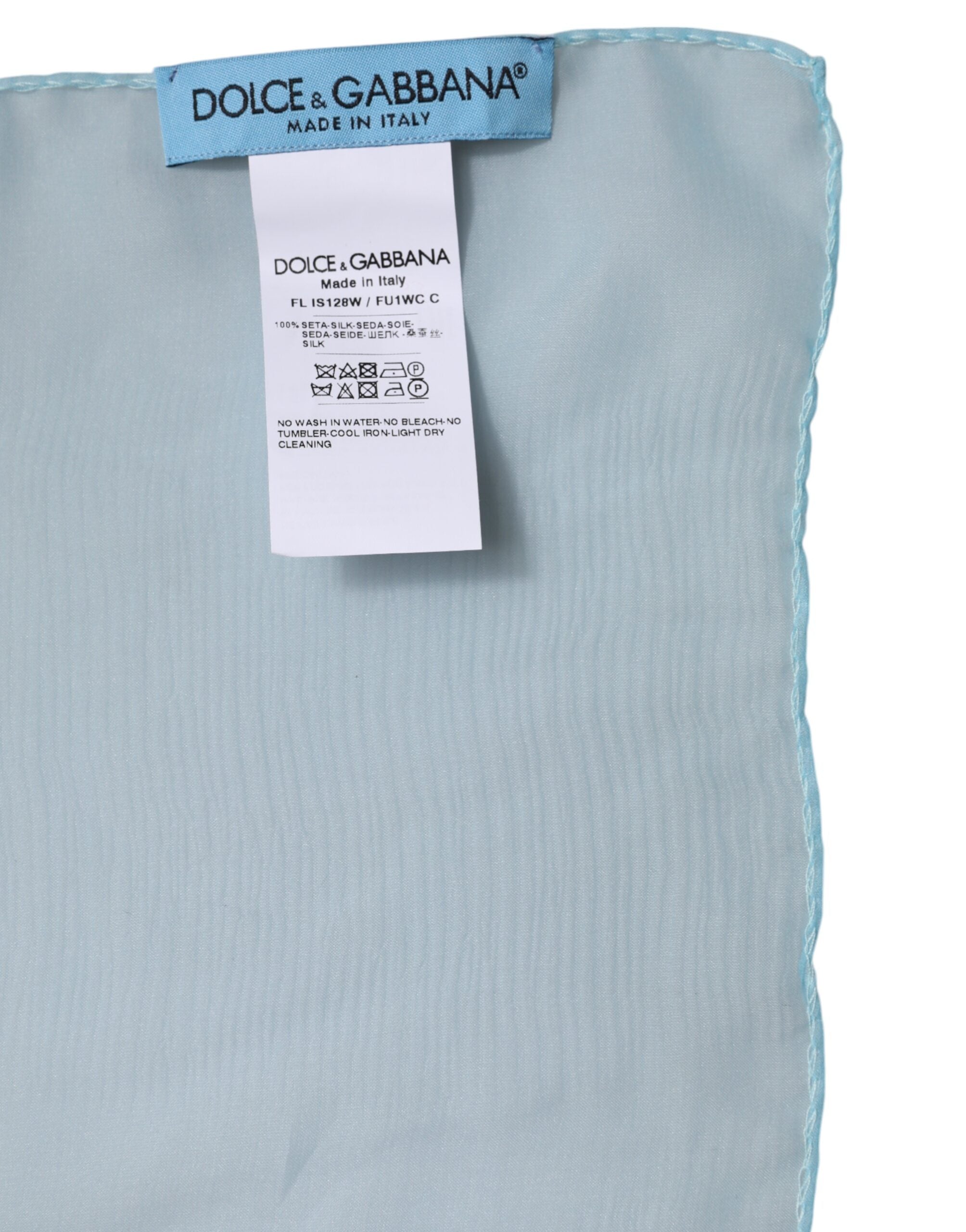 Dolce & Gabbana Light Blue Silk Rectangle Wrap Shawl Scarf