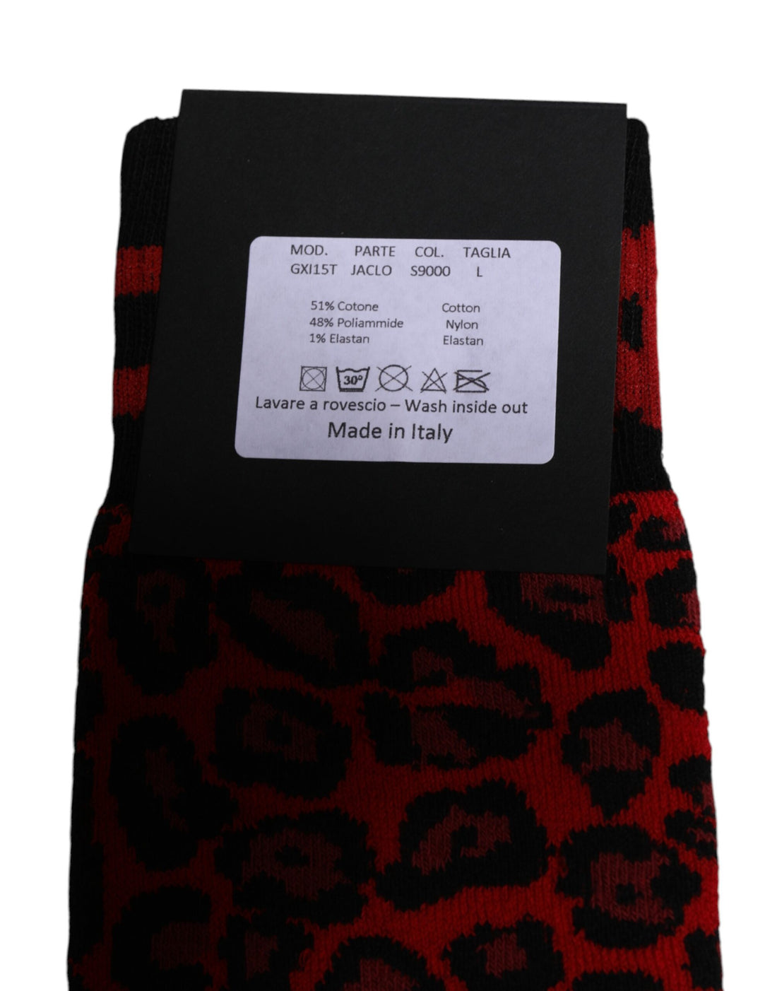 Dolce & Gabbana Black Red Leopard Mid Calf Men Socks