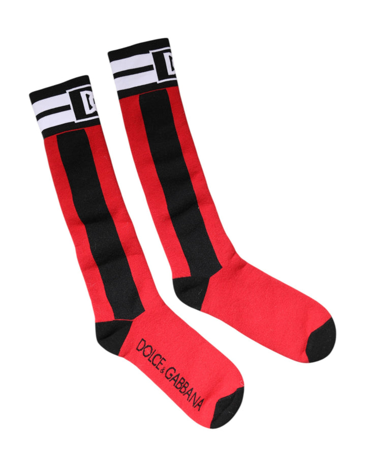 Dolce & Gabbana Red Cotton Stretch Printed Socks